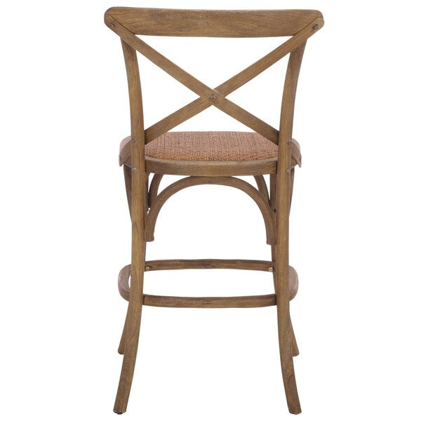 Franklin Oak Counter Stool in Weathered Grey with Rattan Seat