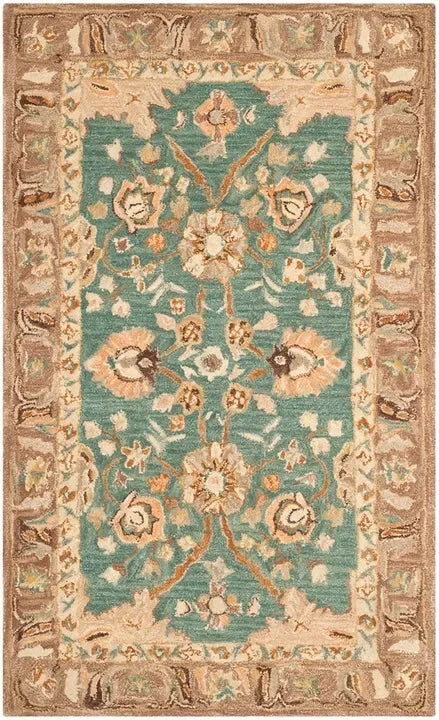 Anatolia Wool Pile Rug in Teal and Camel - The Mayfair Hall