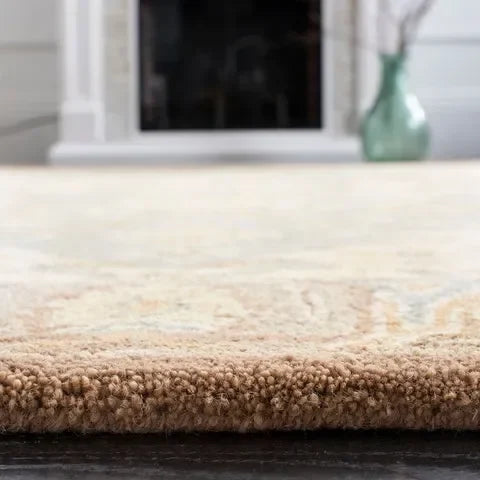 Anatolia Wool Pile Rug in Teal and Camel - The Mayfair Hall