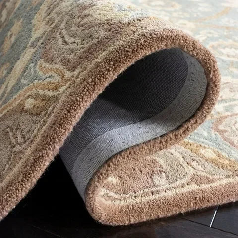 Anatolia Wool Pile Rug in Teal and Camel - The Mayfair Hall