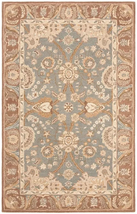 Anatolia Wool Pile Rug in Teal and Camel - The Mayfair Hall