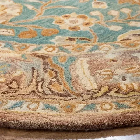 Anatolia Wool Pile Rug in Teal and Camel - The Mayfair Hall