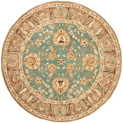 Anatolia Wool Pile Rug in Teal and Camel - The Mayfair Hall