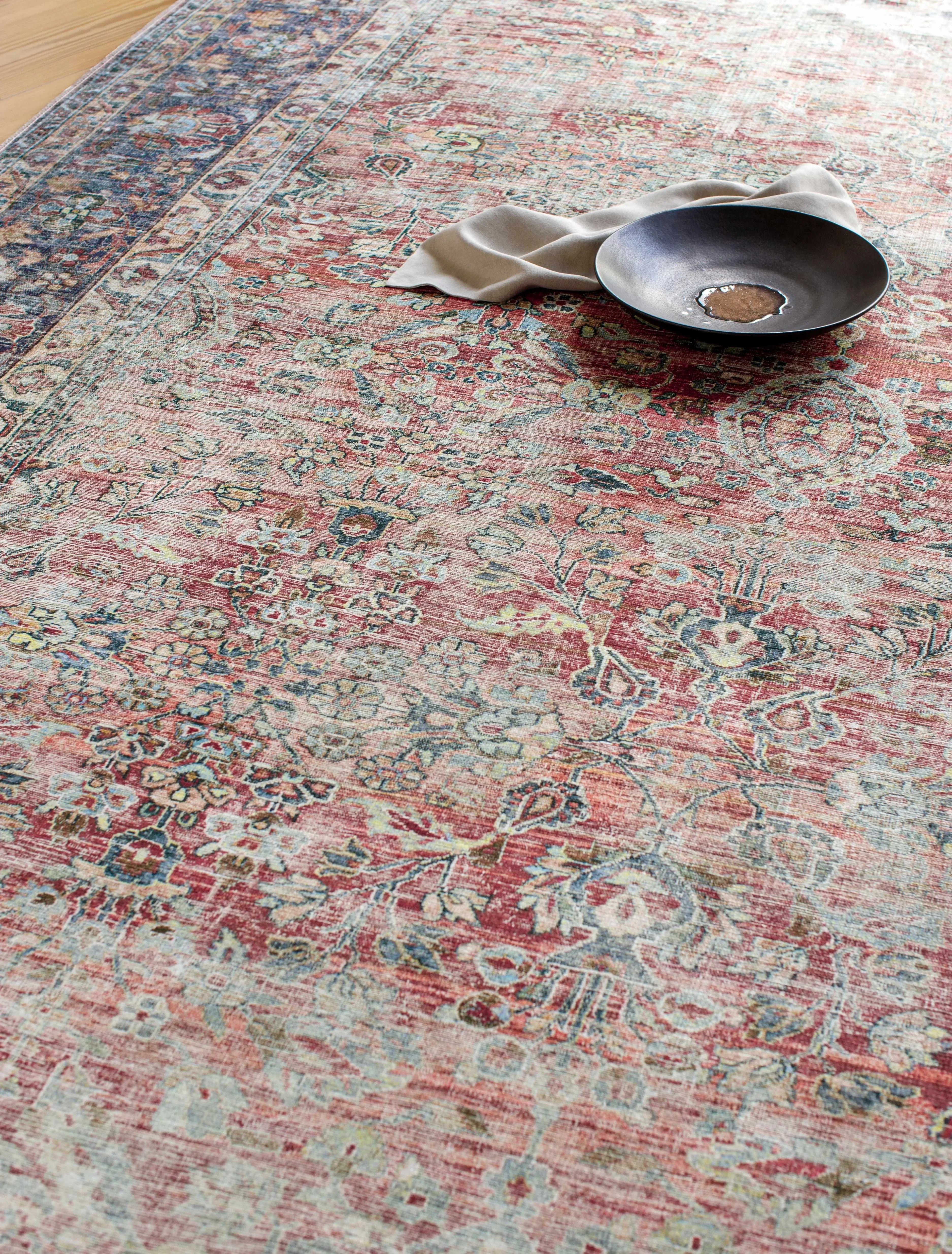 Rust Anahawan Distressed Washable Area Rug - Clearance - The Mayfair Hall