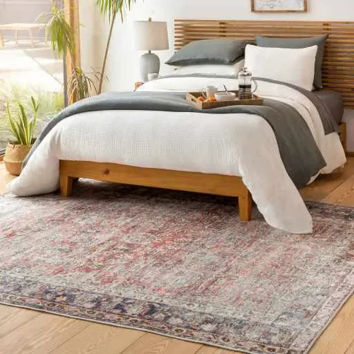 Rust Anahawan Distressed Washable Area Rug - Clearance - The Mayfair Hall
