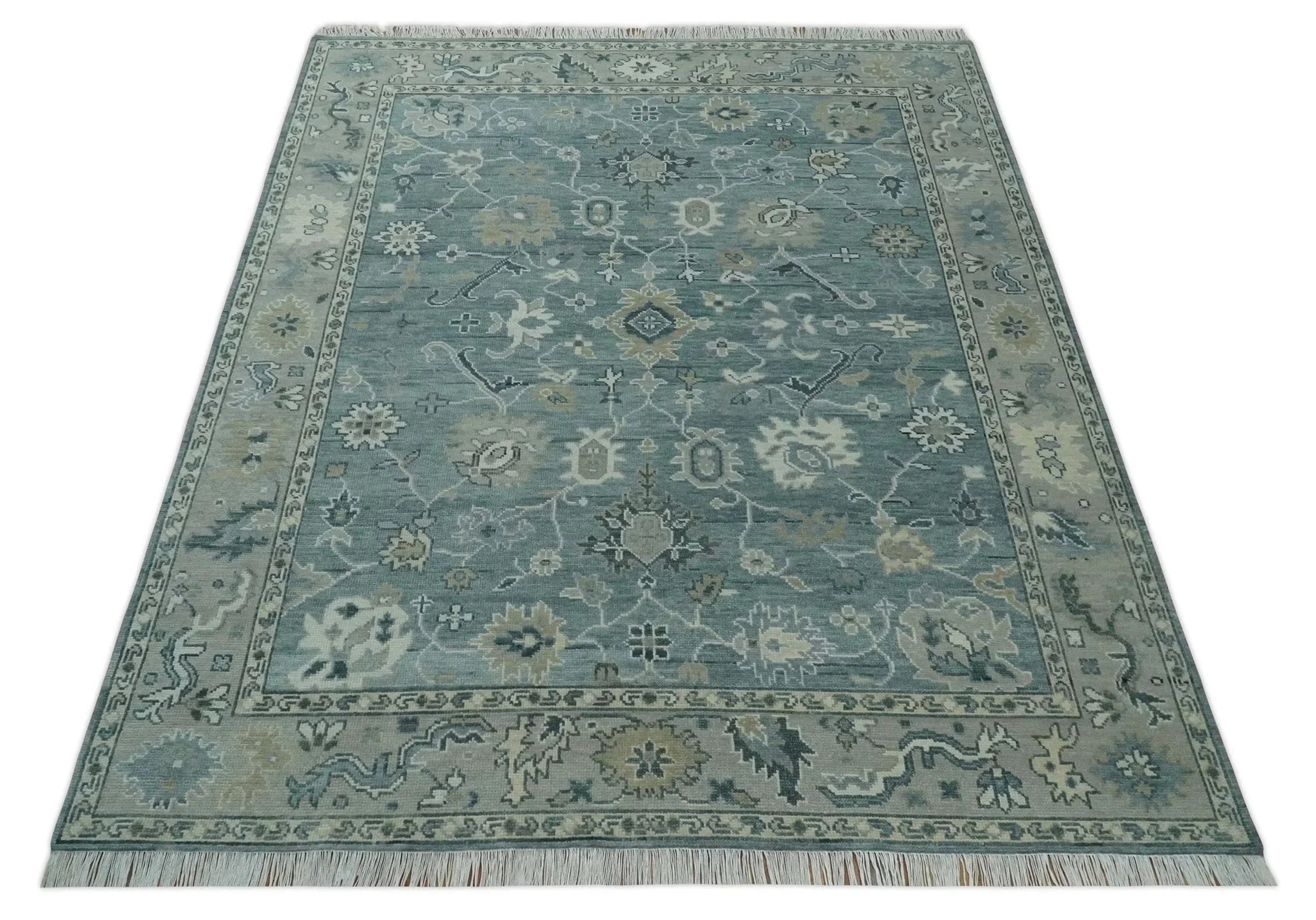 Antique 3x5, 4x6, 5x8, 6x9, 8x10, 9x12 Hand Knotted Oushak Gray and Silver Traditional Persian Area Rug | NT22 - The Rug Decor