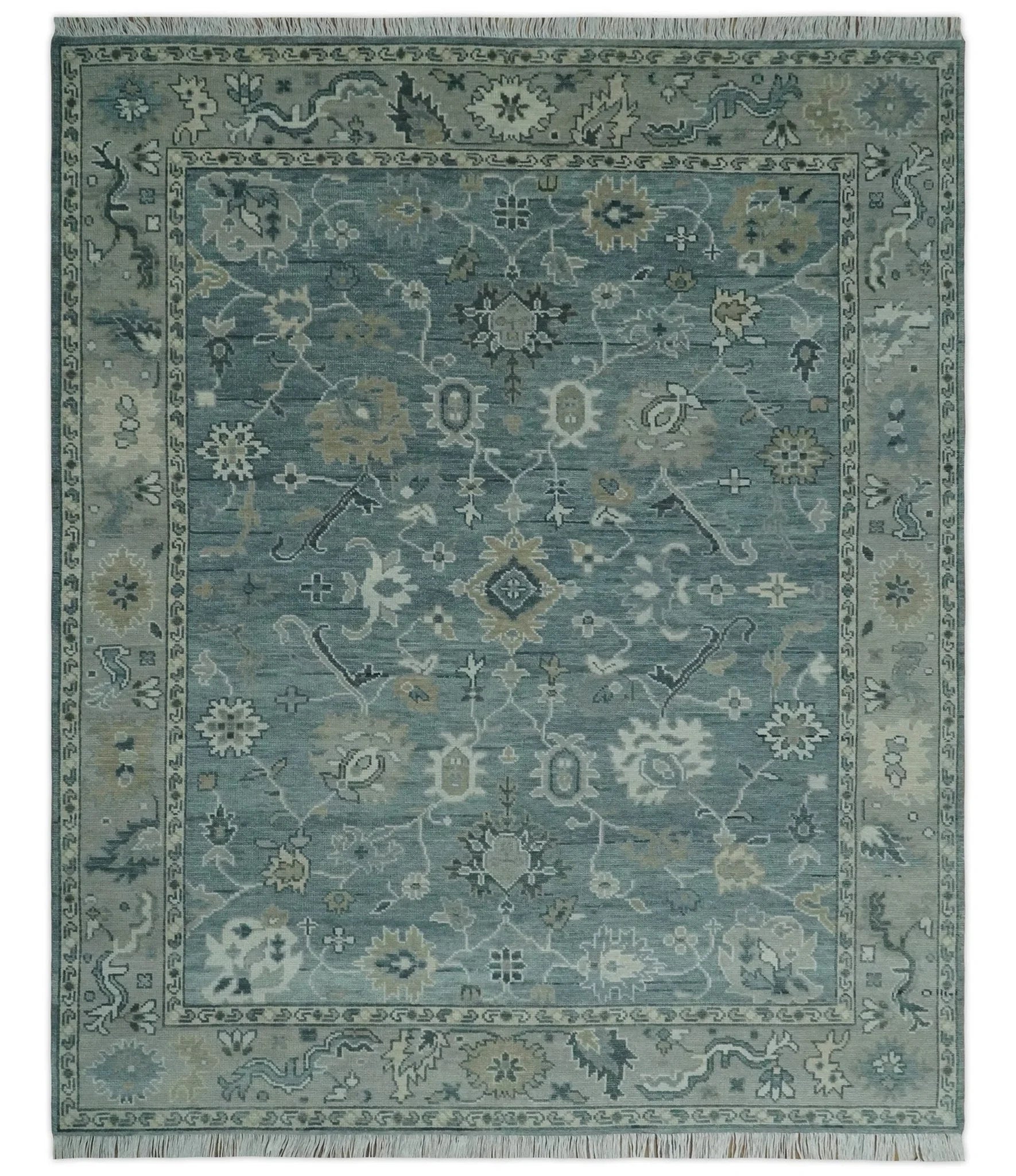Antique 3x5, 4x6, 5x8, 6x9, 8x10, 9x12 Hand Knotted Oushak Gray and Silver Traditional Persian Area Rug | NT22 - The Rug Decor