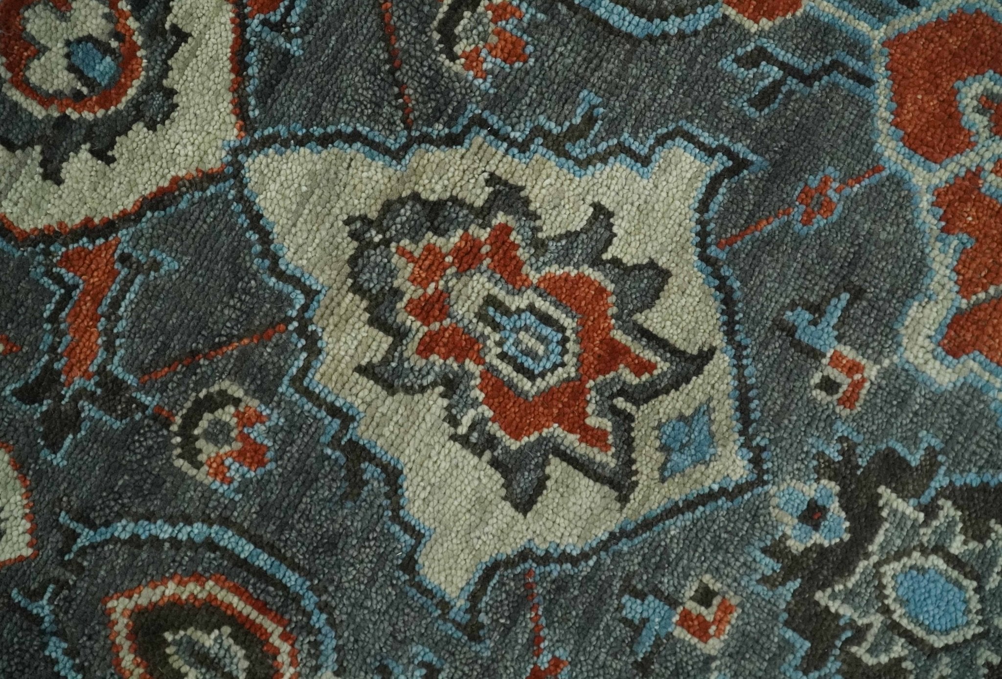 Antique 5x8, 6x9, 8x10, 9x12, 10x14 and 12x15 All Wool Traditional Persian Gray, Rust and Ivory Vibrant Hand knotted Oushak Area Rug | TRDCP1011912 - The Rug Decor