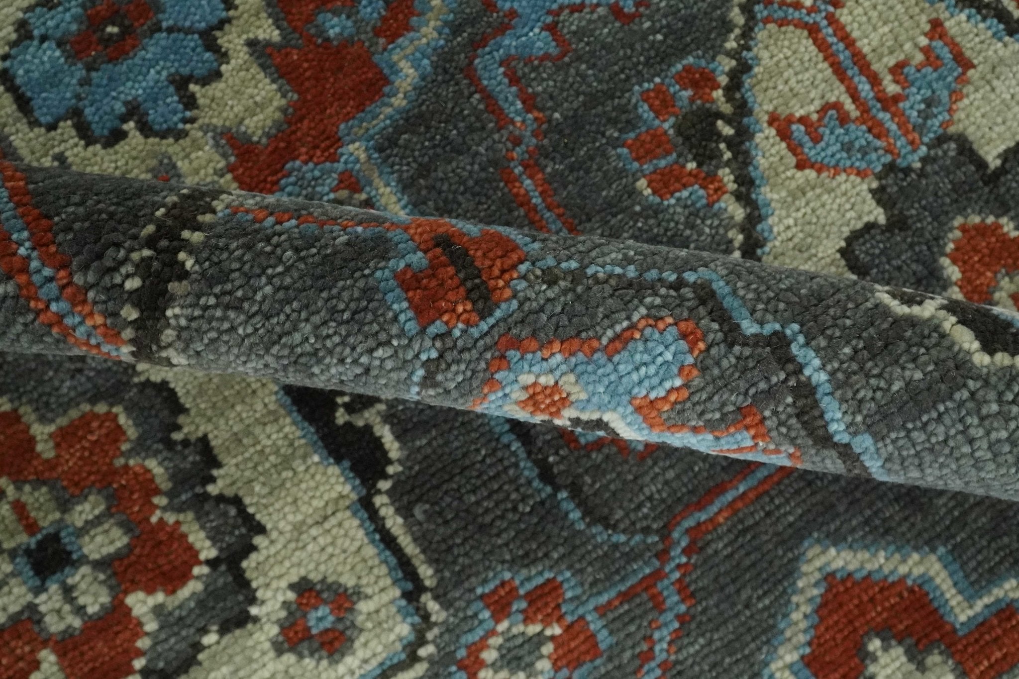 Antique 5x8, 6x9, 8x10, 9x12, 10x14 and 12x15 All Wool Traditional Persian Gray, Rust and Ivory Vibrant Hand knotted Oushak Area Rug | TRDCP1011912 - The Rug Decor