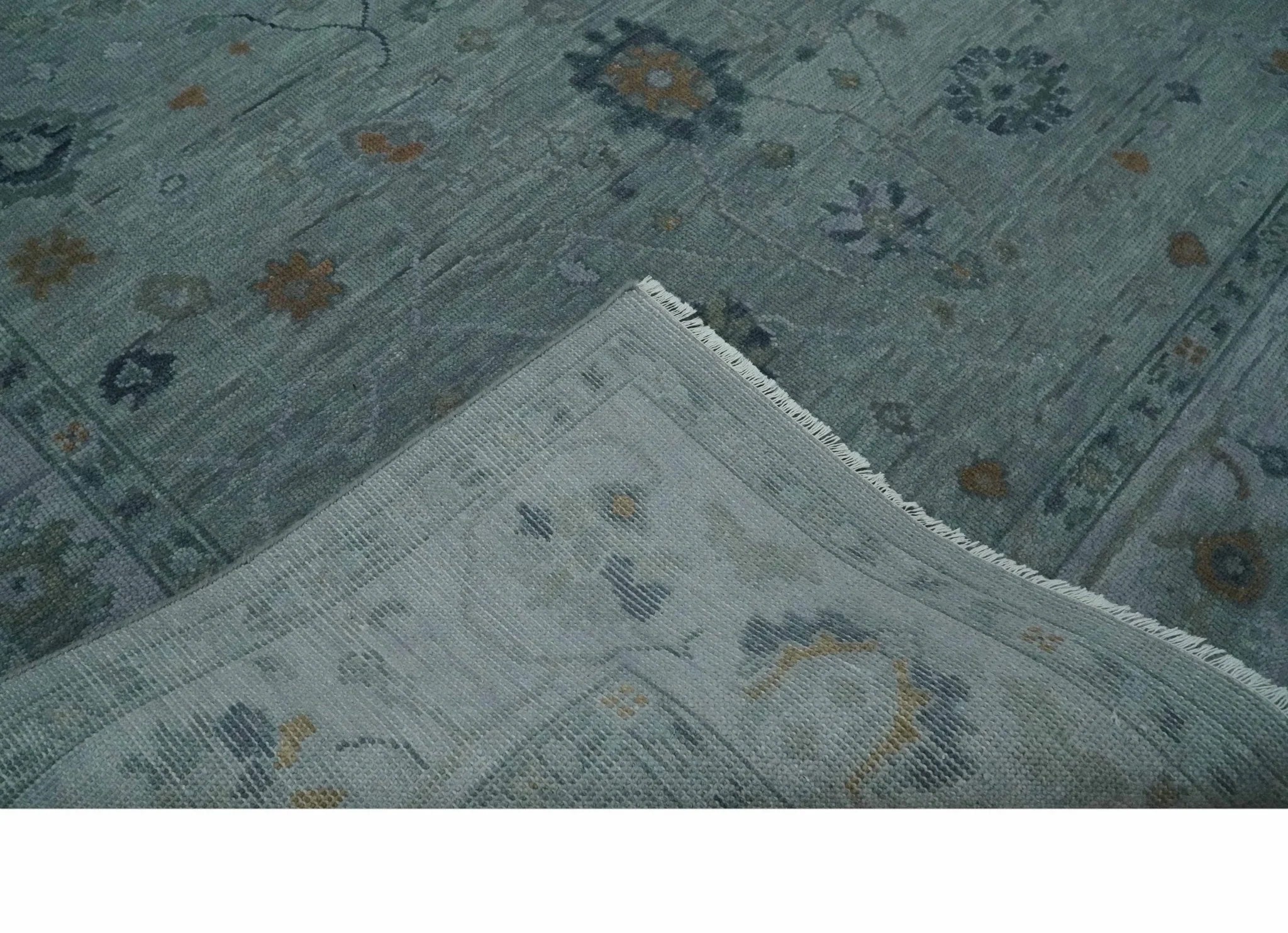 Antique 5x8, 6x9, 8x10, 9x12 Hand Knotted Oushak Charcoal and Silver Traditional Area Rug | NT31 - The Rug Decor