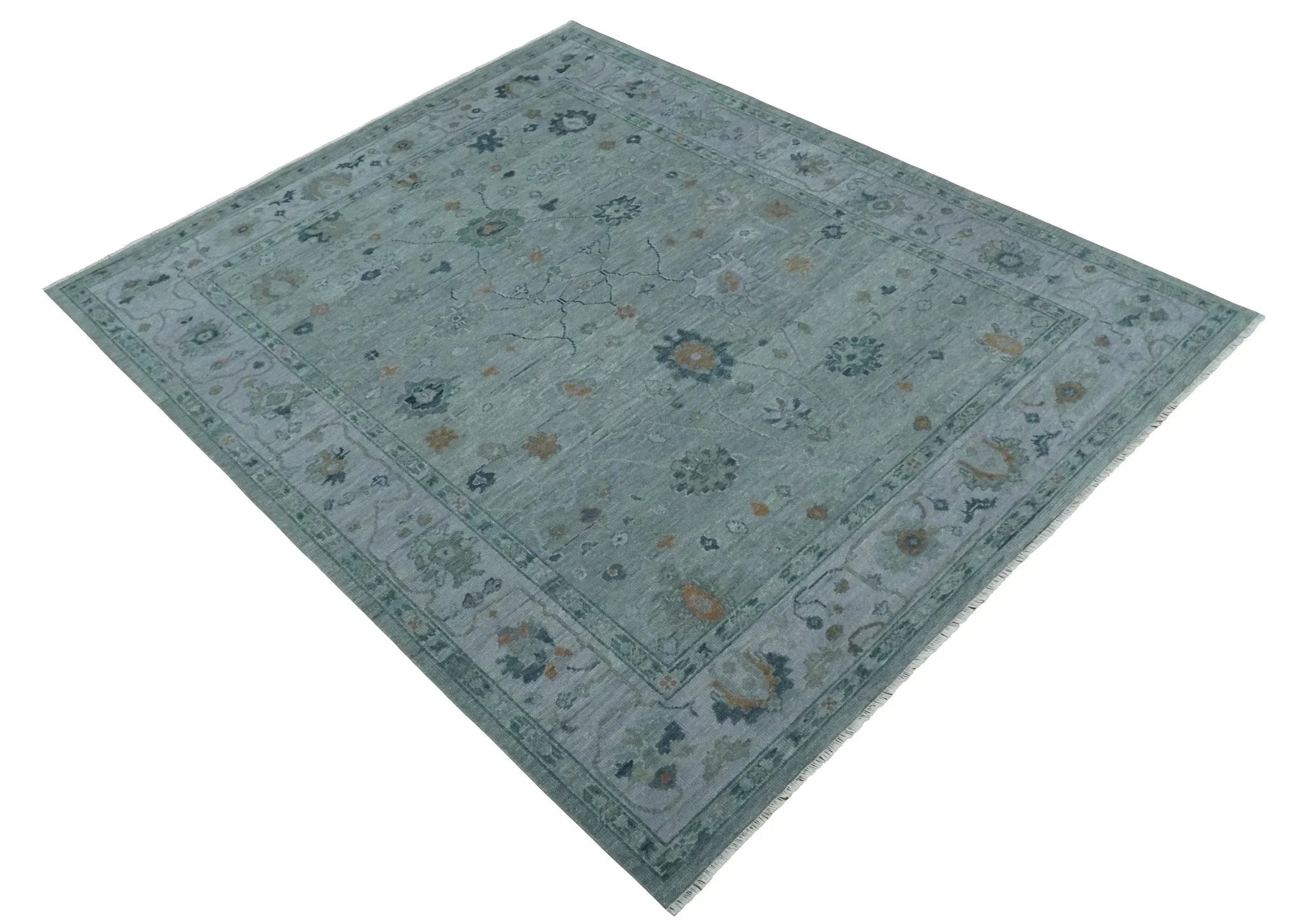 Antique 5x8, 6x9, 8x10, 9x12 Hand Knotted Oushak Charcoal and Silver Traditional Area Rug | NT31 - The Rug Decor