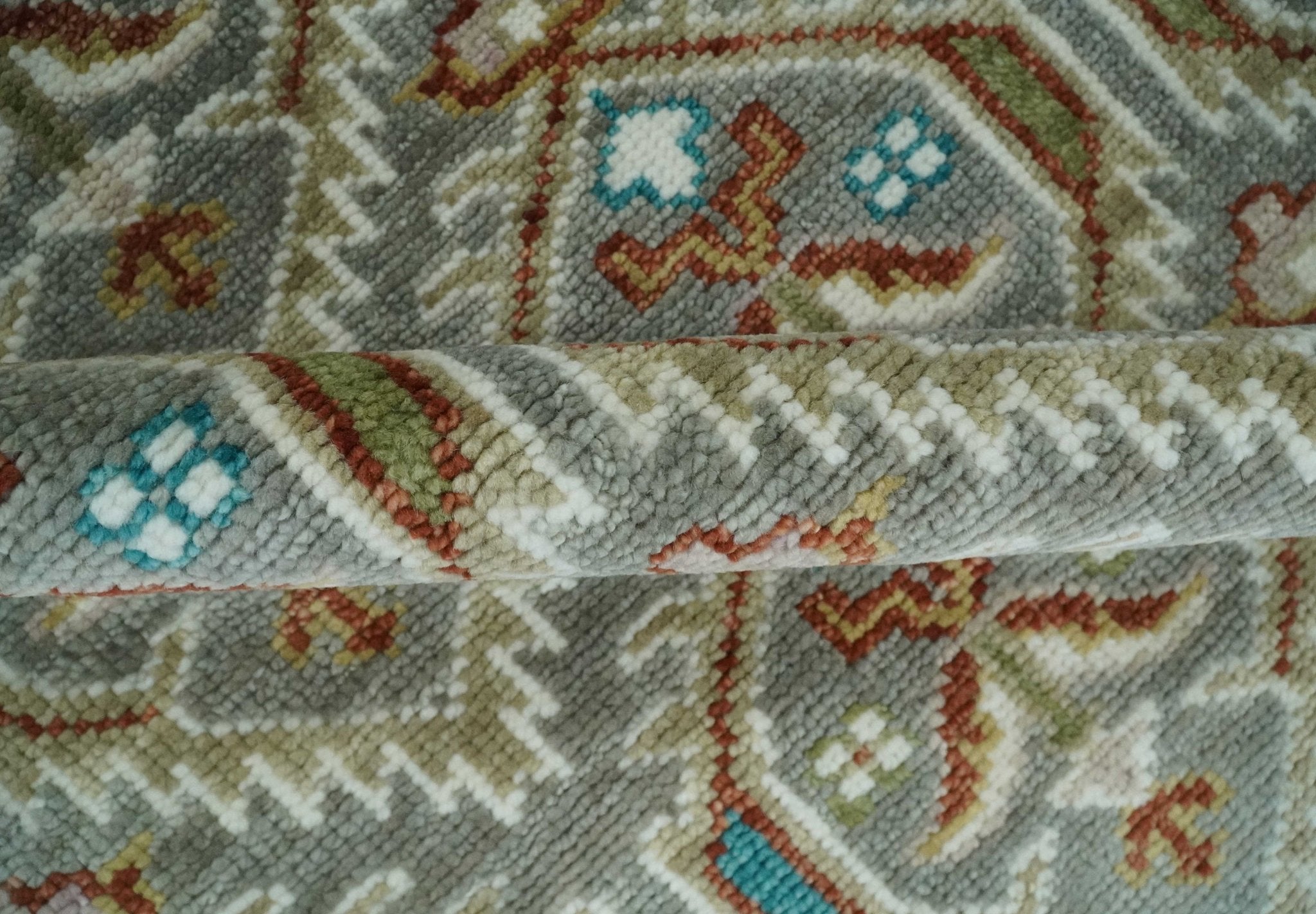 Antique 8x10, 9x12, 10x14 and 12x15 Hand Knotted Silver, Ivory and Rust Traditional Antique Persian Pile Area Rug | TRDCP1129 - The Rug Decor