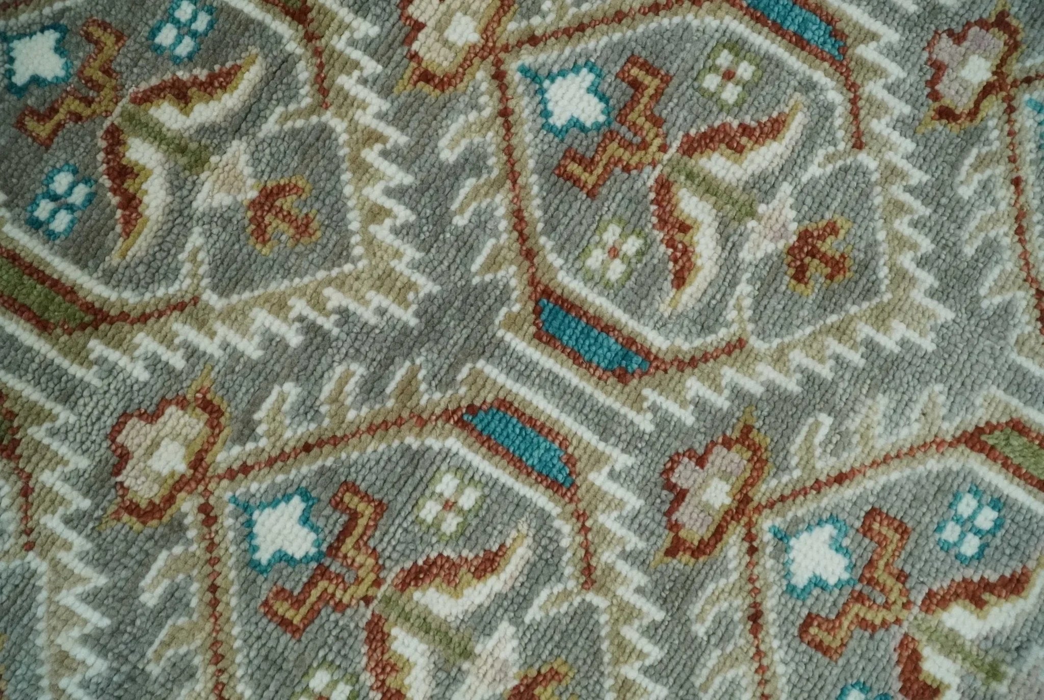 Antique 8x10, 9x12, 10x14 and 12x15 Hand Knotted Silver, Ivory and Rust Traditional Antique Persian Pile Area Rug | TRDCP1129 - The Rug Decor