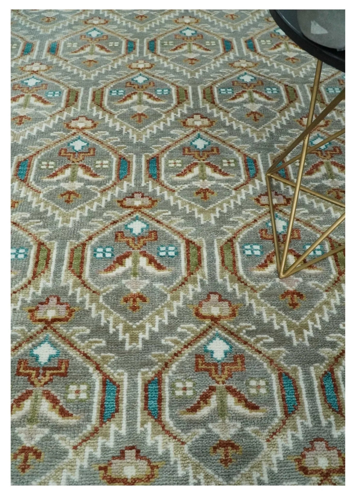 Antique 8x10, 9x12, 10x14 and 12x15 Hand Knotted Silver, Ivory and Rust Traditional Antique Persian Pile Area Rug | TRDCP1129 - The Rug Decor