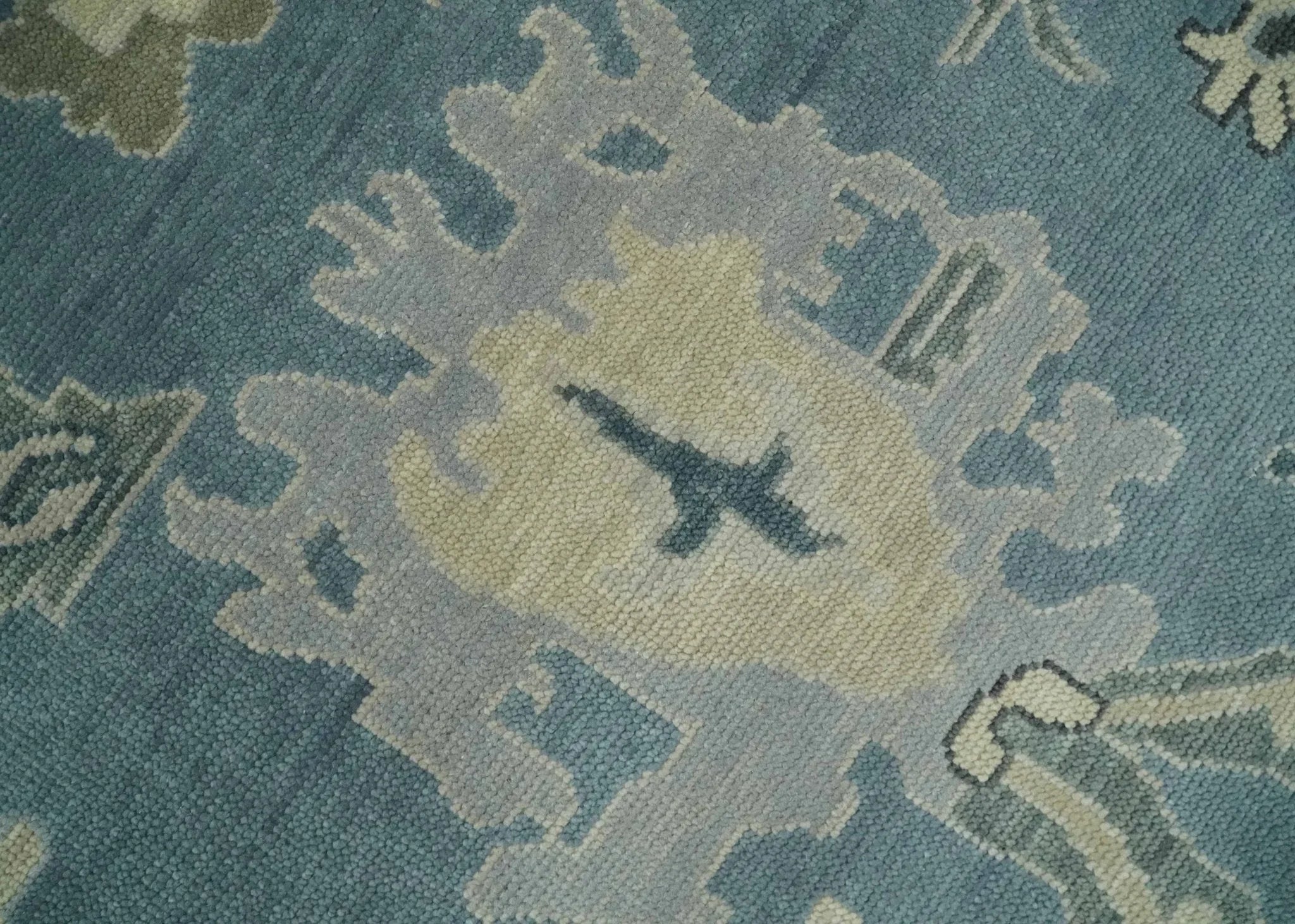 Antique Blue and Beige Multi size Hand Knotted Traditional Oushak Wool Area Rug - The Mayfair Hall