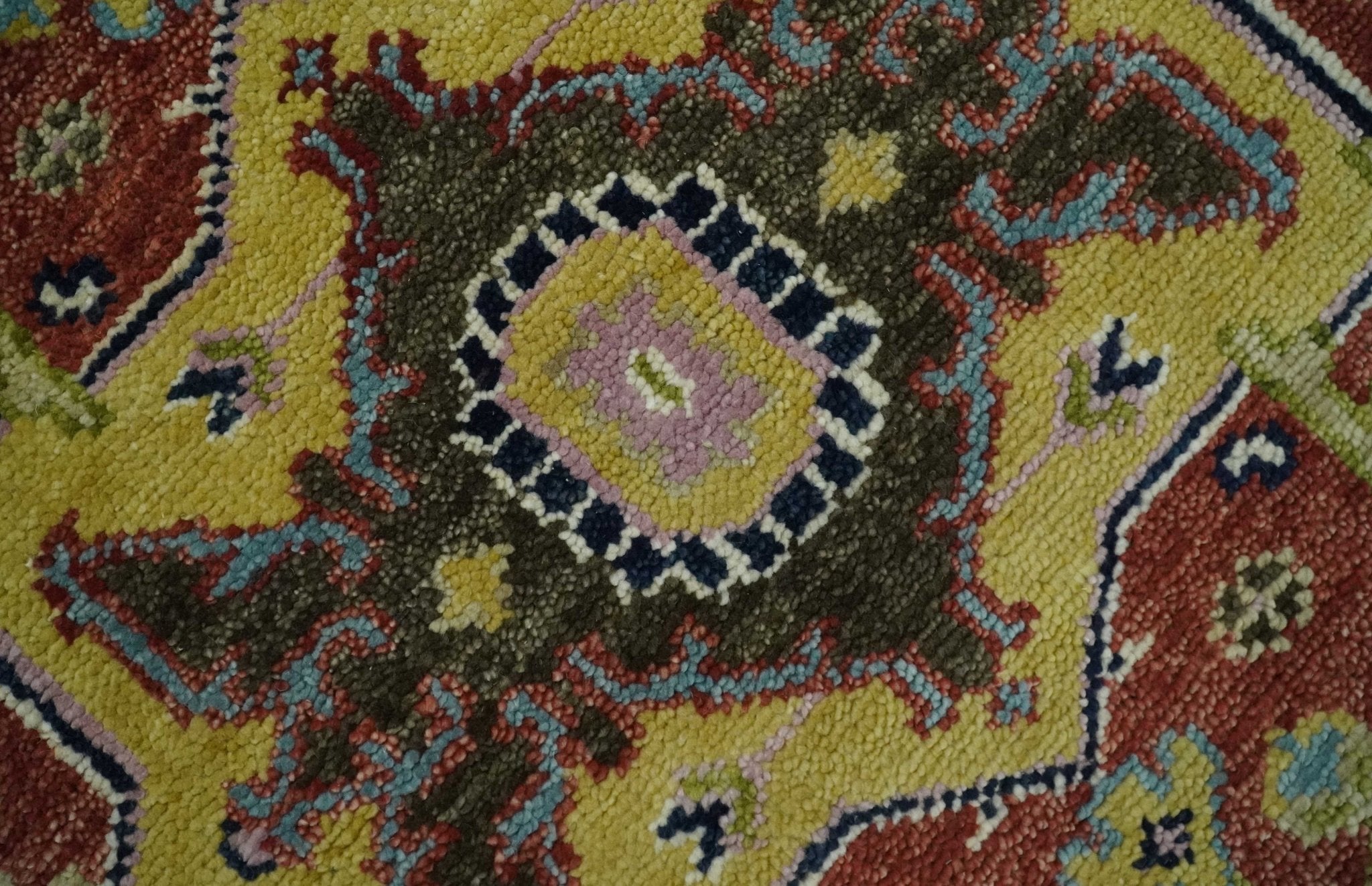 Antique Blue and Rust Hand Knotted 5x8, 6x9, 8x10, 9x12, 10x14 and 12x15 Traditional Vintage Persian Heriz Serapi Wool Rug | TRDCP906 - The Rug Decor