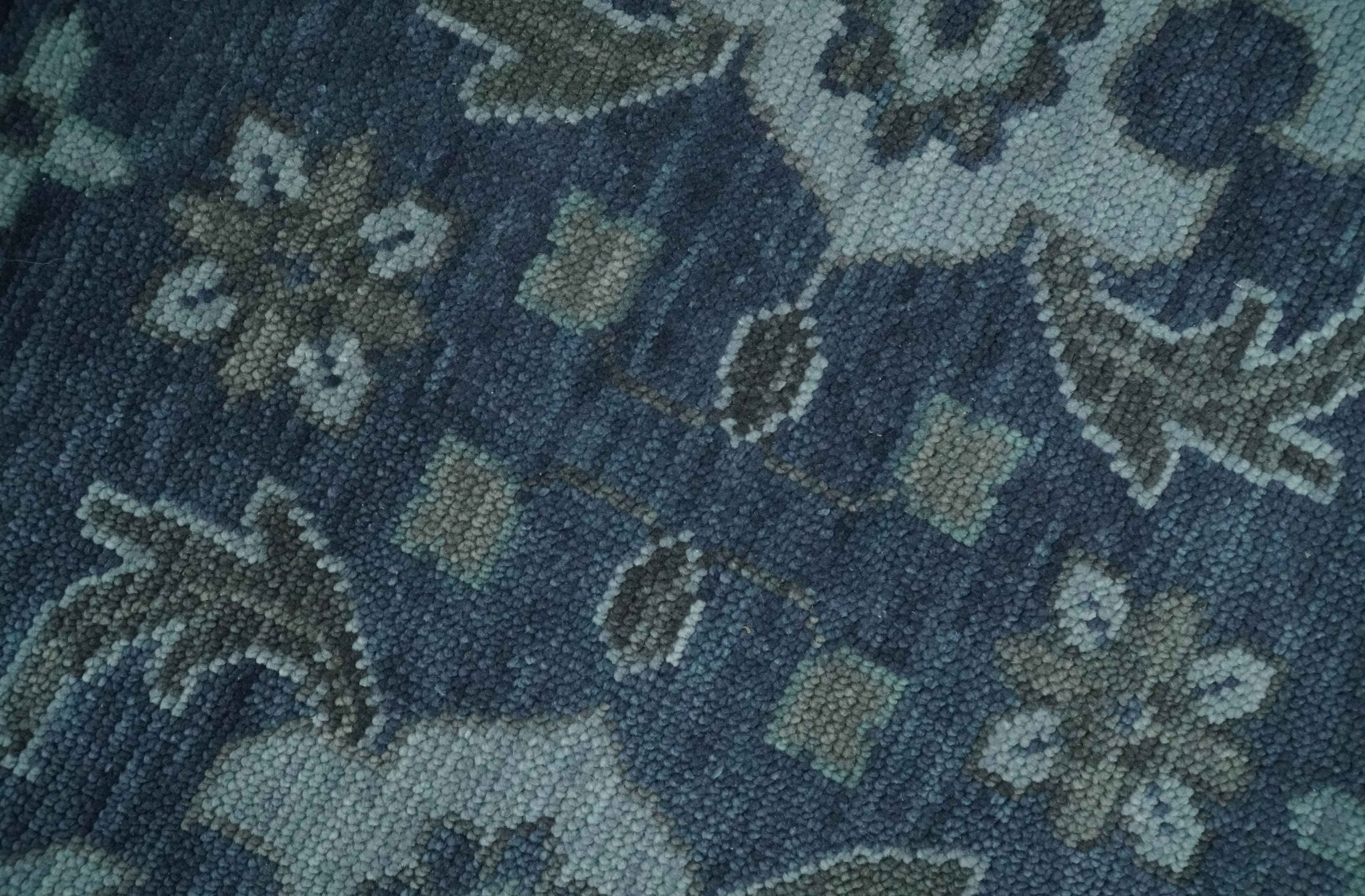 Antique Blue and Silver Hand Knotted Traditional Vintage Wool Rug