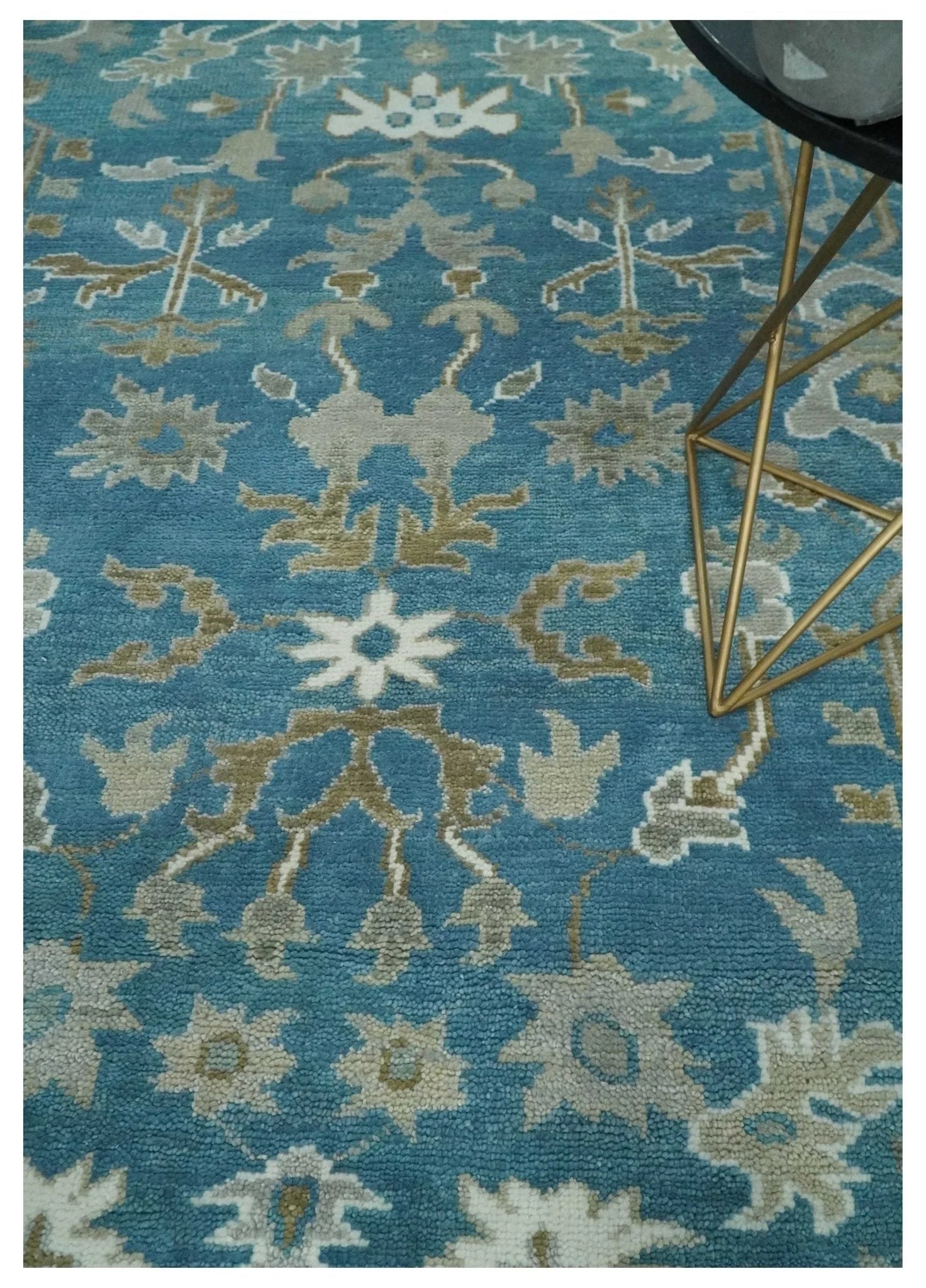 Antique Blue Oushak 6x9, 8x10, 9x12, 10x14 and 12x15 Brown Traditional Persian Oushak Wool Rug | TRDCP1127 - The Rug Decor