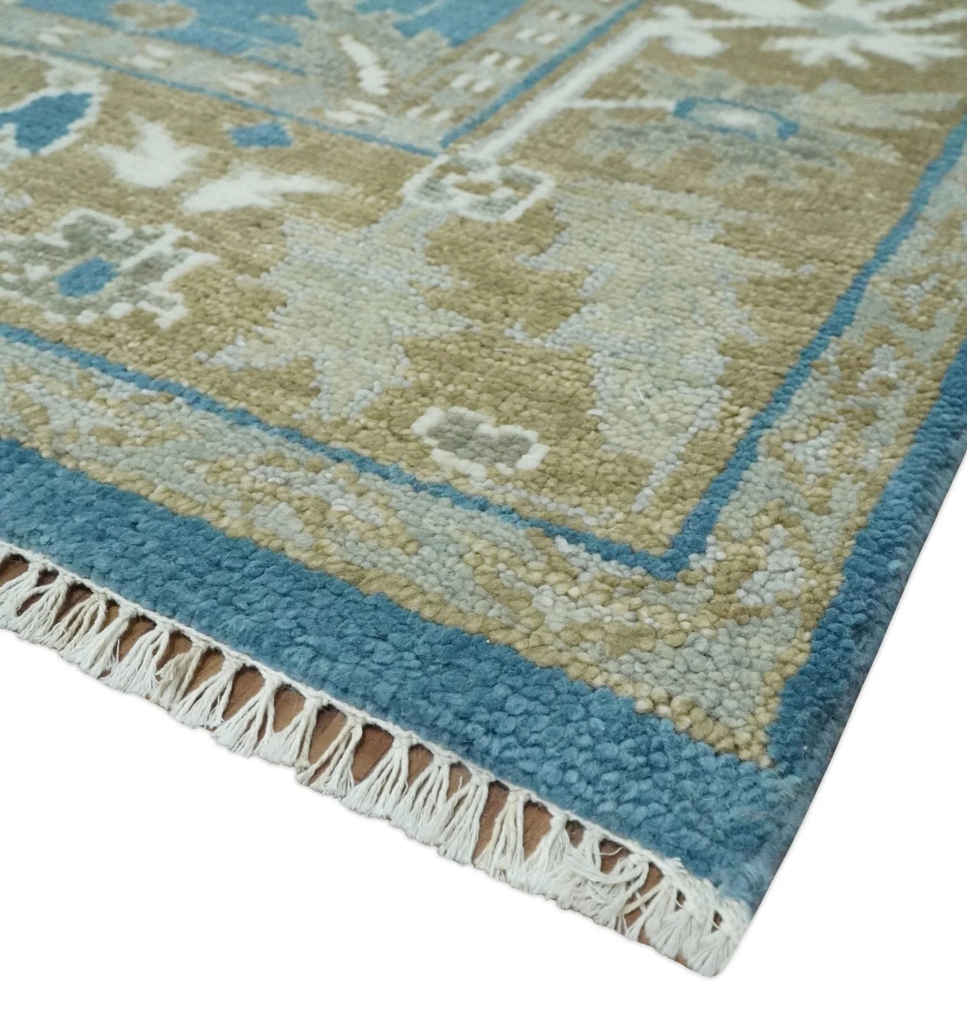 Antique Blue Oushak 6x9, 8x10, 9x12, 10x14 and 12x15 Brown Traditional Persian Oushak Wool Rug | TRDCP1127 - The Rug Decor