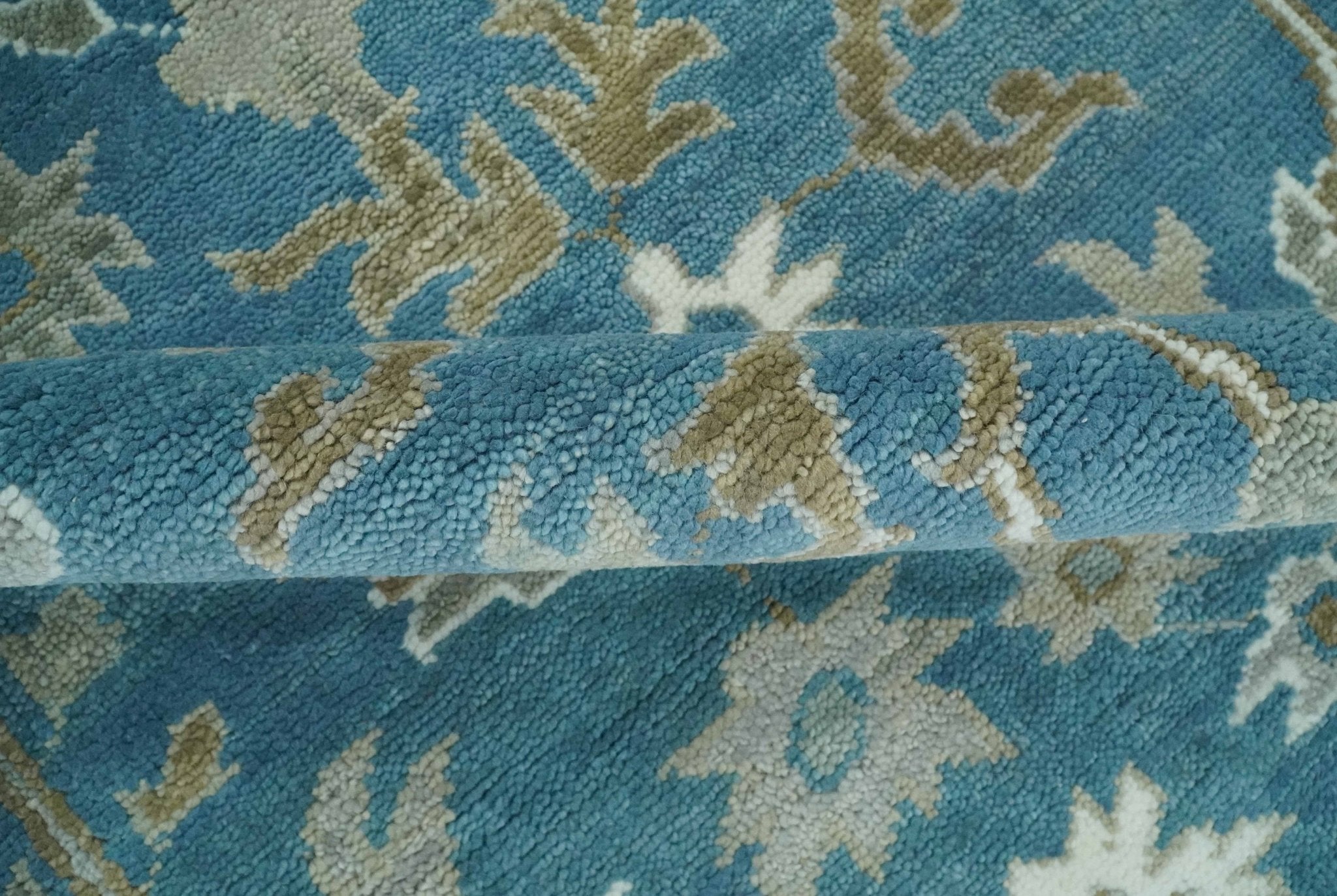 Antique Blue Oushak 6x9, 8x10, 9x12, 10x14 and 12x15 Brown Traditional Persian Oushak Wool Rug | TRDCP1127 - The Rug Decor