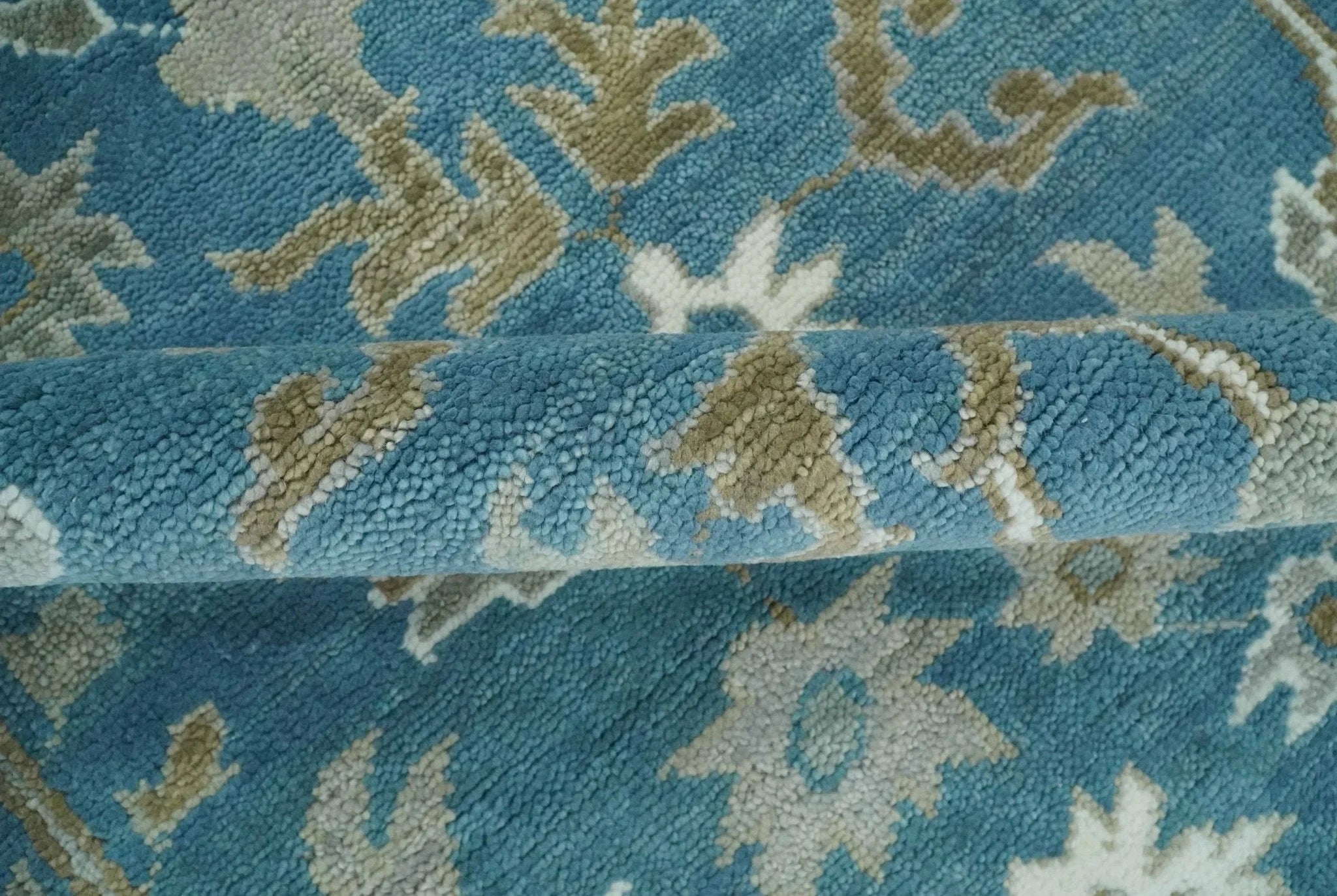 Antique Blue Oushak 6x9, 8x10, 9x12, 10x14 and 12x15 Brown Traditional Persian Oushak Wool Rug | TRDCP1127 - The Rug Decor