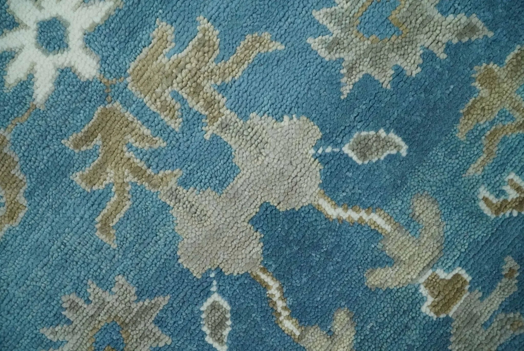 Antique Blue Oushak 6x9, 8x10, 9x12, 10x14 and 12x15 Brown Traditional Persian Oushak Wool Rug | TRDCP1127 - The Rug Decor