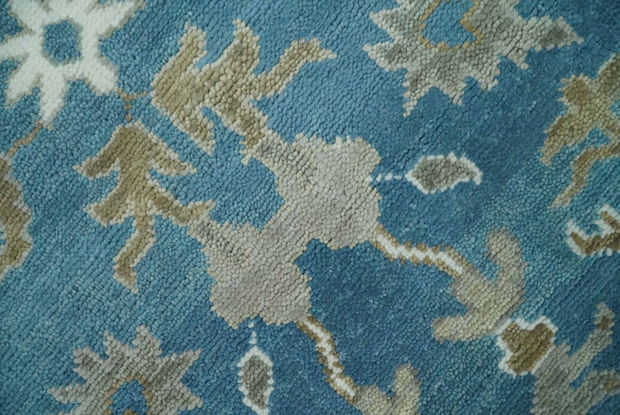 Antique Blue and Brown Traditional Persian Hand Knotted Wool Area Rug