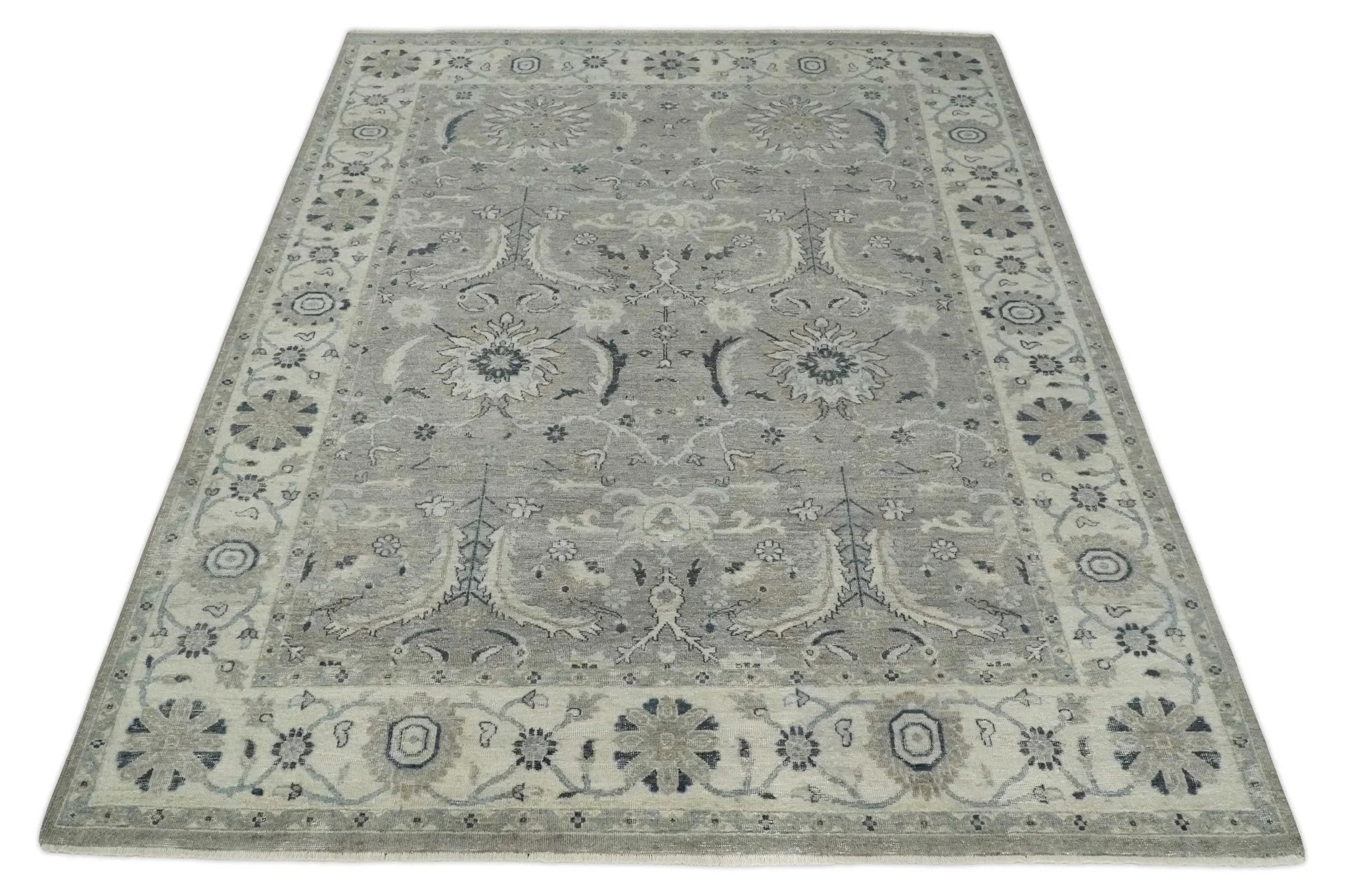 Antique Distressed Brown and Beige 5x8, 6x9, 8x10 and 9x12 Hand Knotted Traditional Persian Vintaage Wool Rug | TRD2360 - The Rug Decor