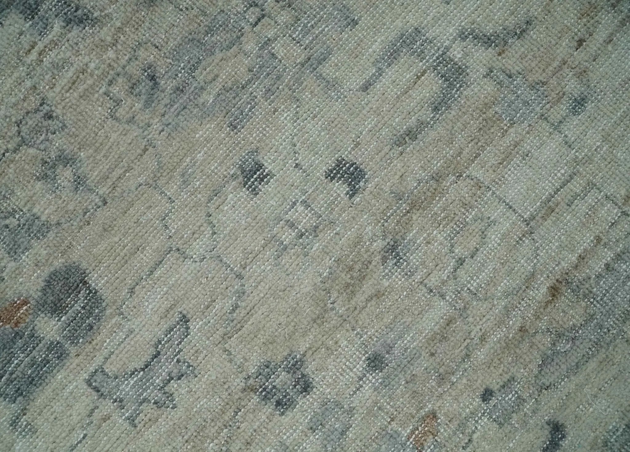 Antique Distressed look Beige and Charcoal Low Pile Multi Size Oushak wool Area Rug - The Mayfair Hall