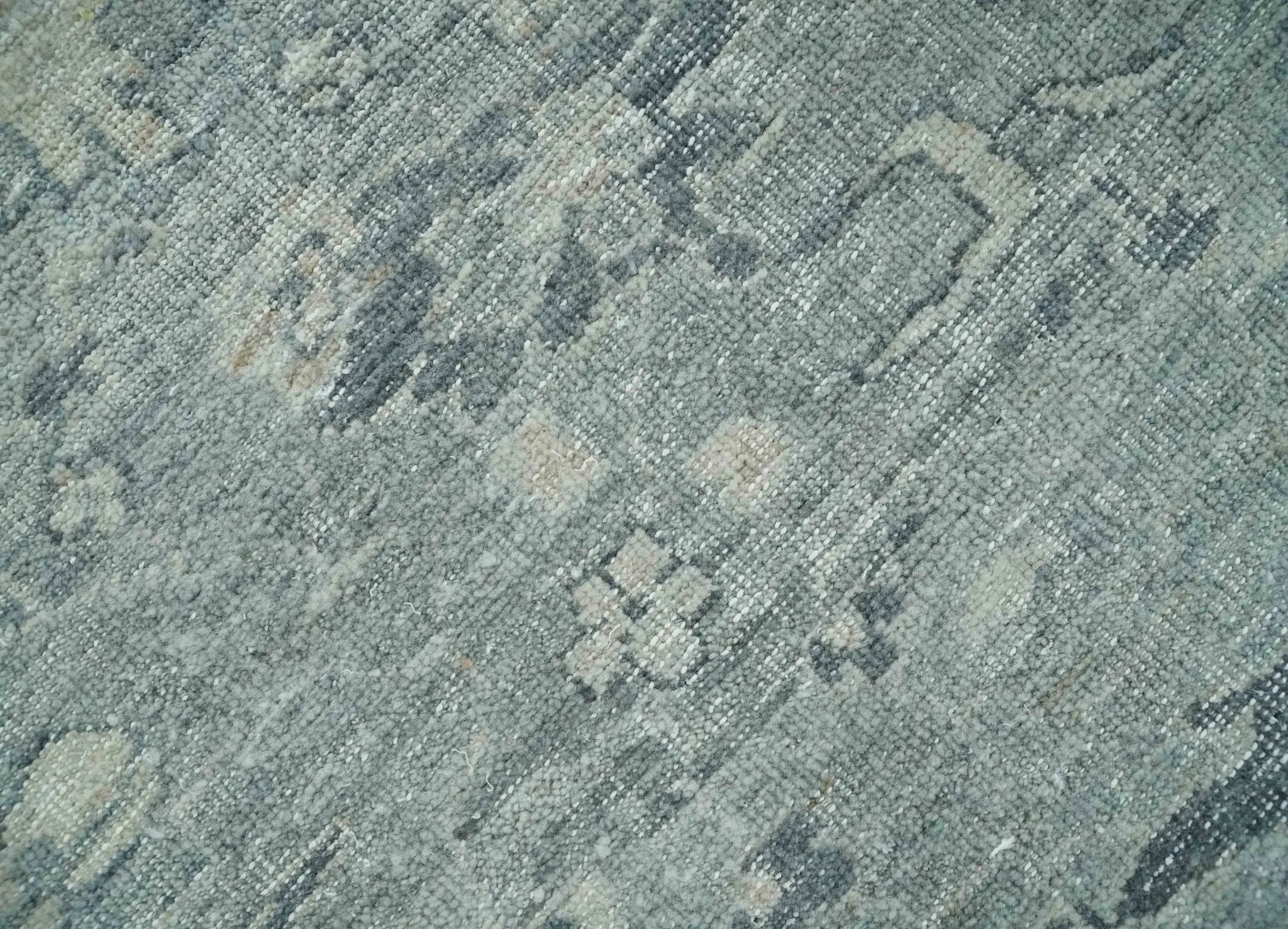 Antique Distressed Look Gray and Silver Low Pile Multi Size Oushak wool Area Rug - The Mayfair Hall