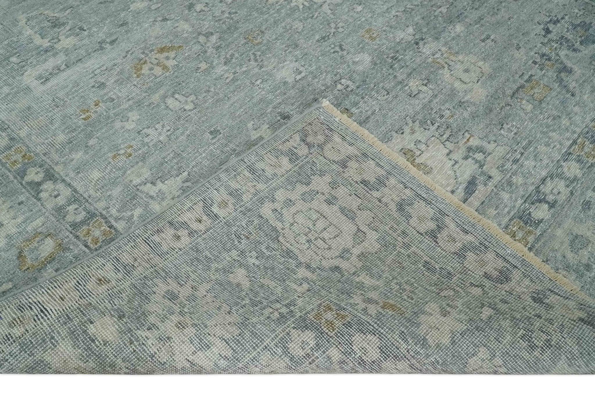 Antique Distressed Look Gray and Silver Low Pile Multi Size Oushak wool Area Rug - The Rug Decor