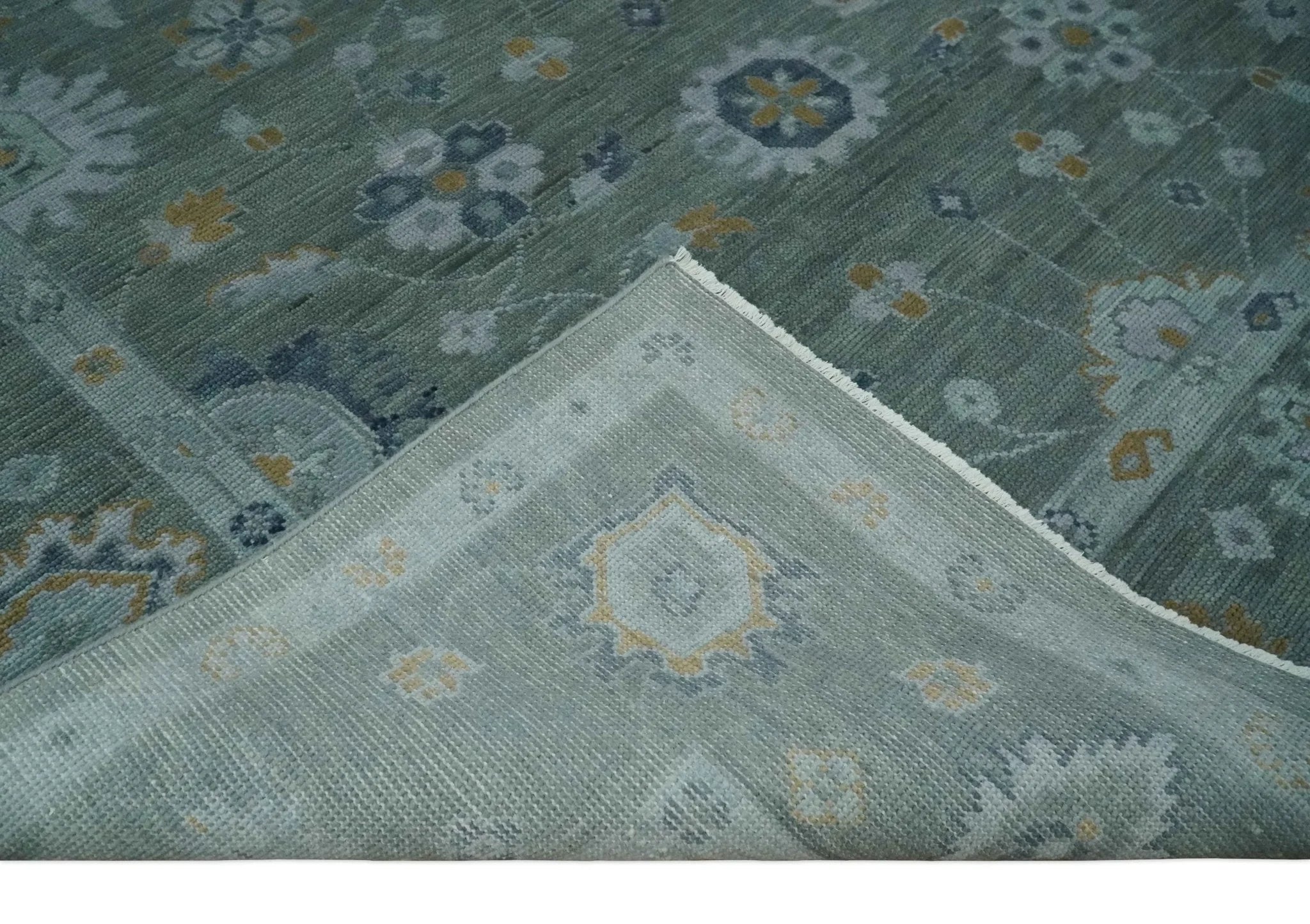 Antique Finish Gray Hand knotted Traditional Oushak Custom Made wool Area Rug - The Rug Decor