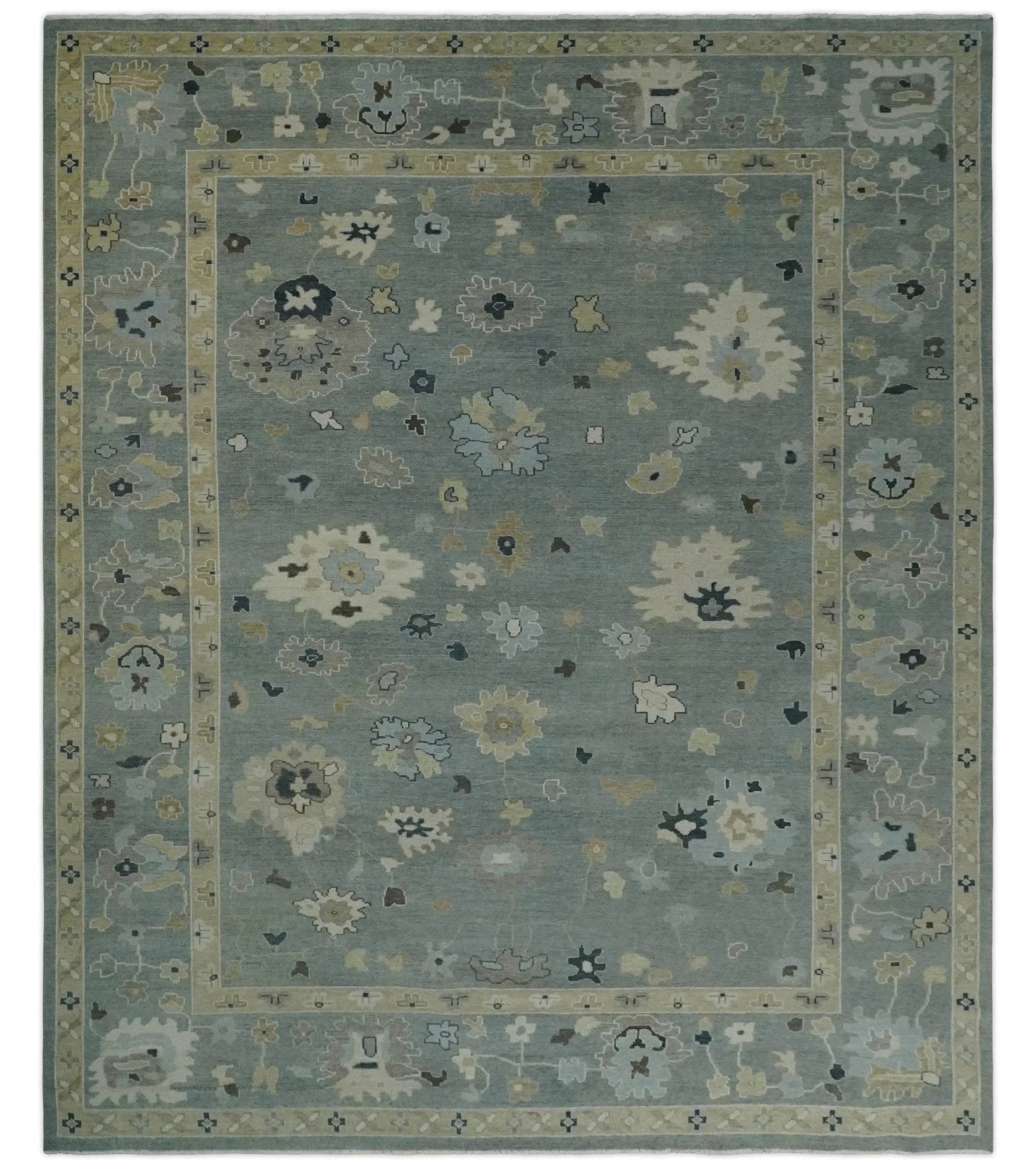 Antique Finish Multi Size Hand Knotted Oushak Silver and Beige Traditional Area Rug - The Rug Decor
