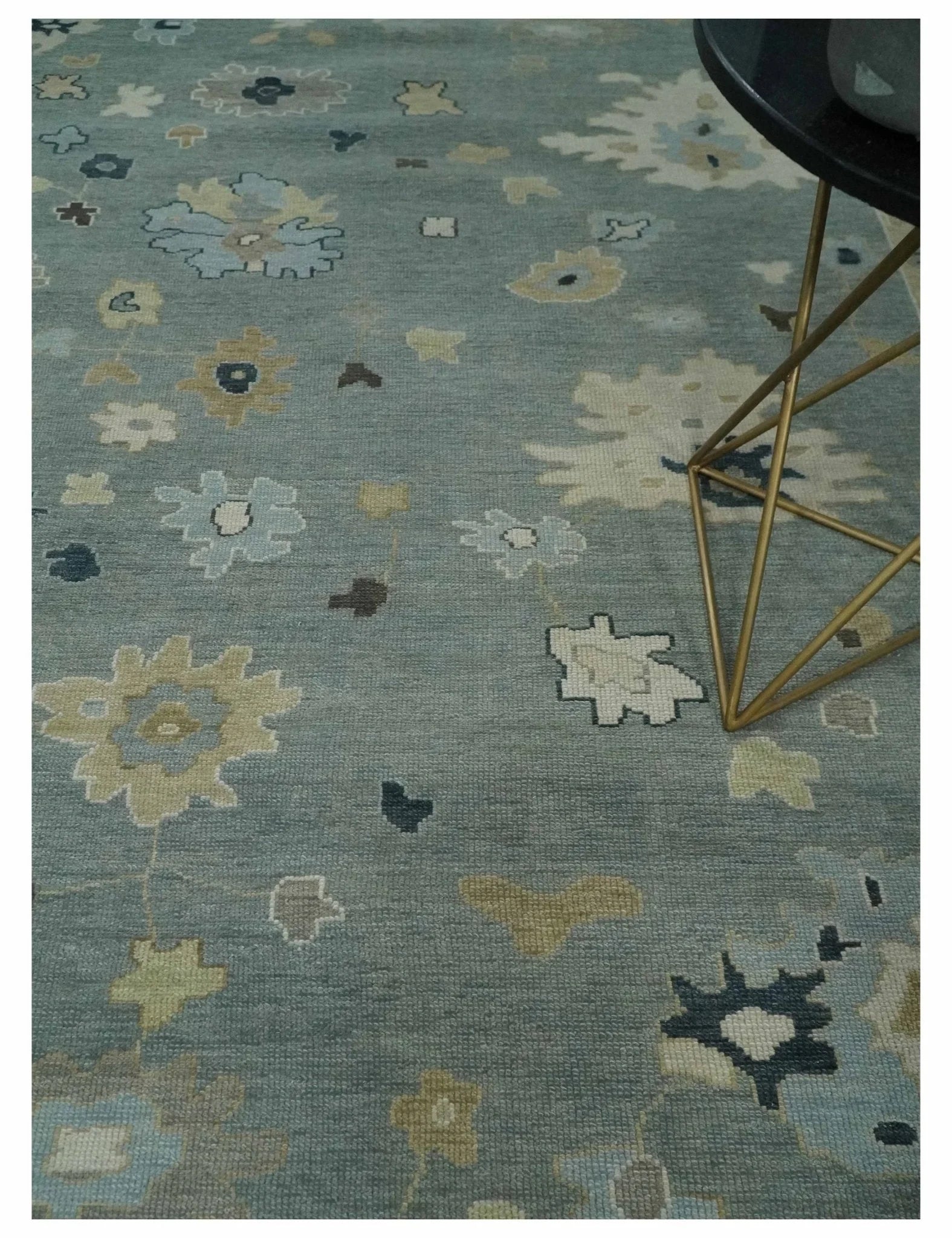 Antique Finish Multi Size Hand Knotted Oushak Silver and Beige Traditional Area Rug - The Rug Decor