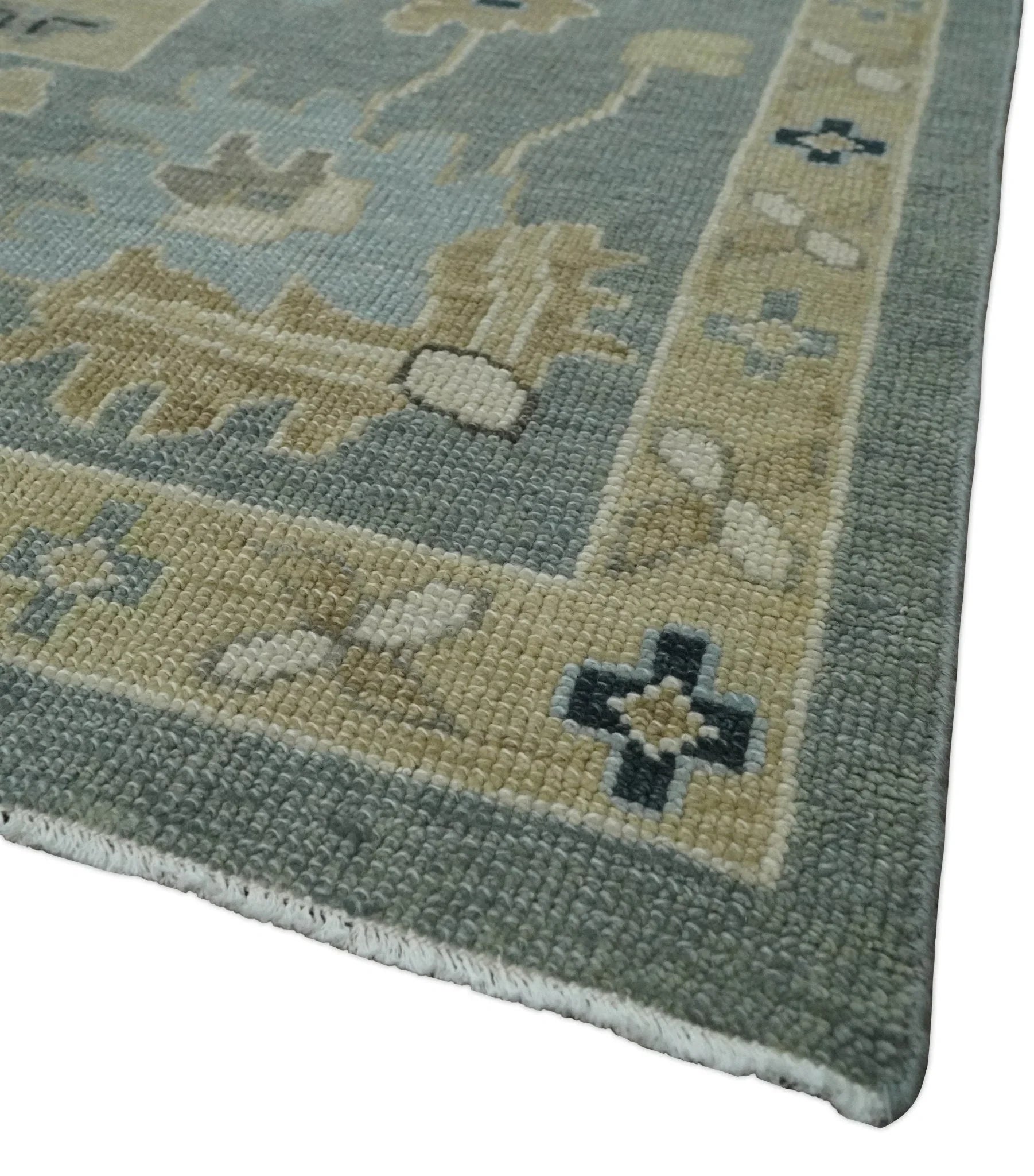 Antique Finish Multi Size Hand Knotted Oushak Silver and Beige Traditional Area Rug - The Rug Decor