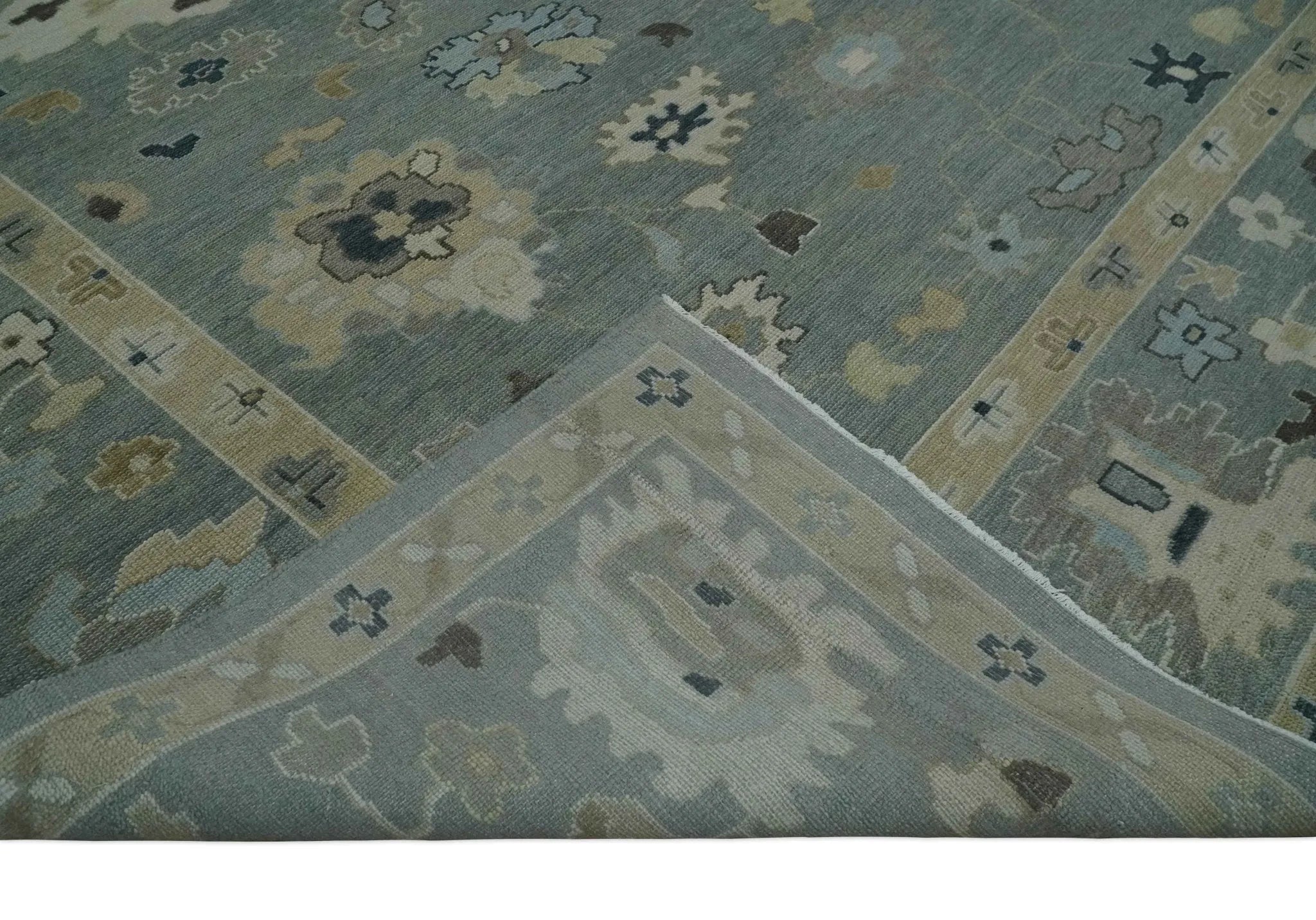 Antique Finish Multi Size Hand Knotted Oushak Silver and Beige Traditional Area Rug - The Rug Decor