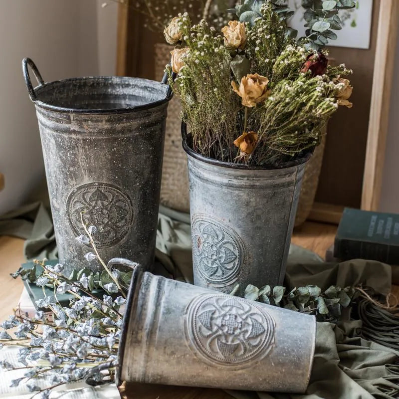 Antique Floral Carving Iron Flower Pot - The Mayfair Hall