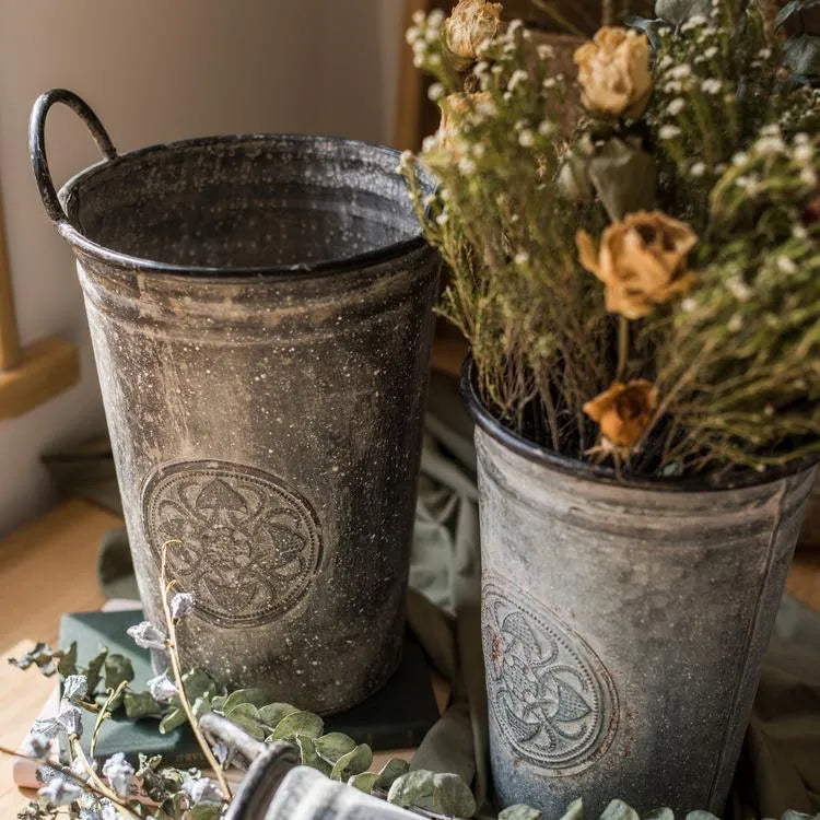 Antique Floral Carving Iron Flower Pot - The Mayfair Hall
