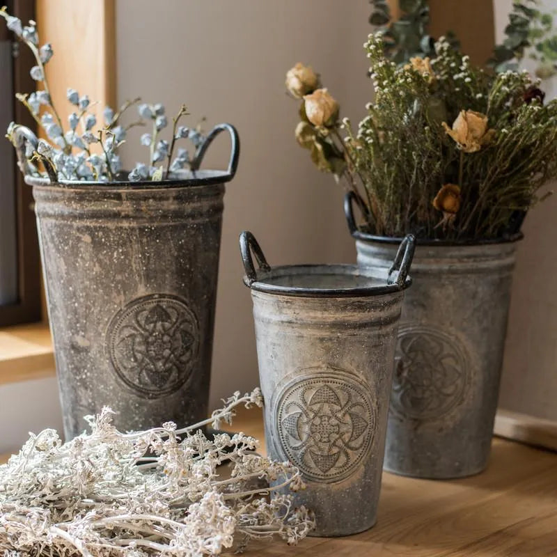 Antique Floral Carving Iron Flower Pot - The Mayfair Hall