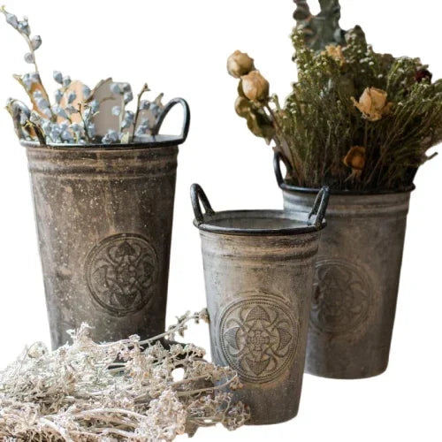 Antique Floral Carving Iron Flower Pot - The Mayfair Hall