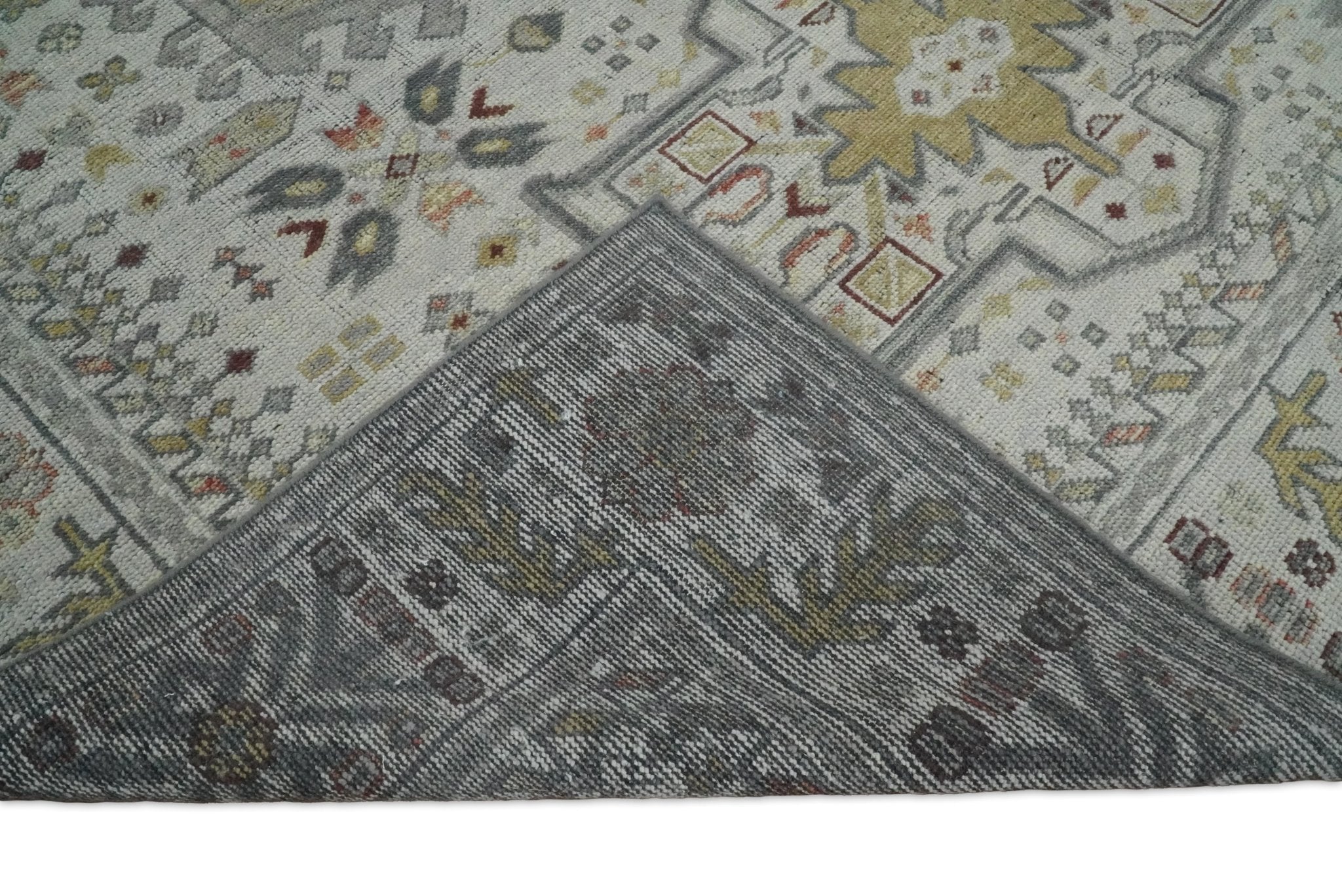 Antique Hand Knotted 8x10 Gray and Silver Traditional Medallion Area Rug | TRD2388 - The Rug Decor