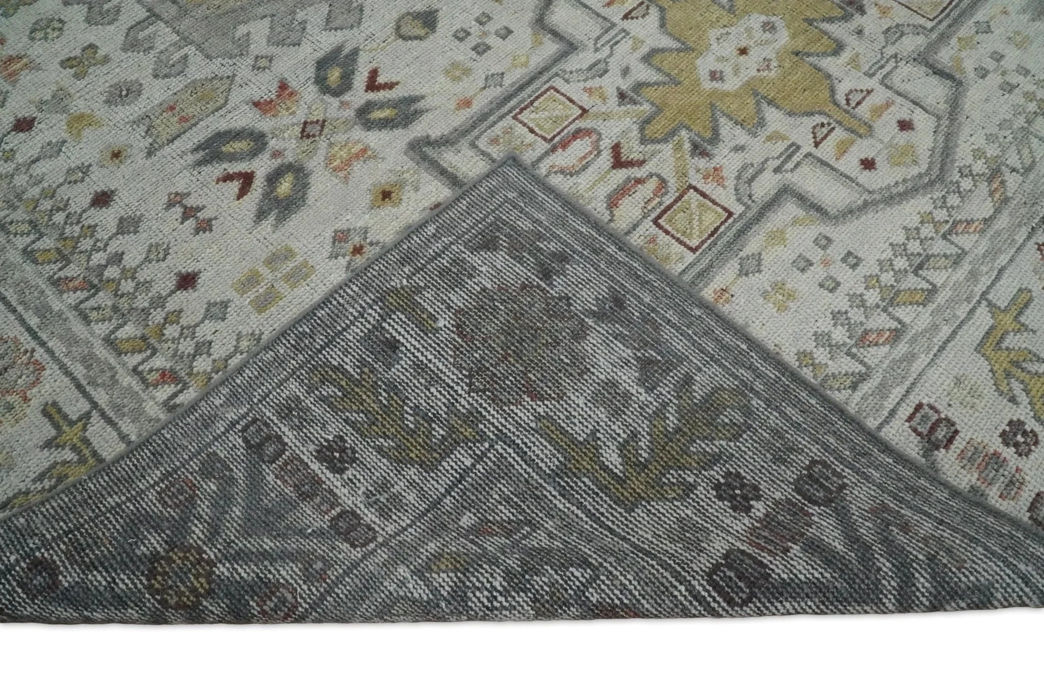 Antique Hand Knotted 8x10 Gray and Silver Traditional Medallion Area Rug | TRD2388 - The Rug Decor
