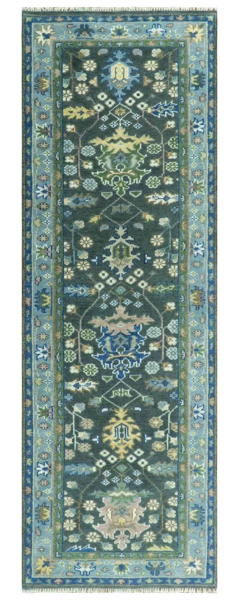 Antique Hand Knotted Green Moss and Blue Traditional Turkish Vintage Oushak Custom Made Wool Area Rug - The Rug Decor
