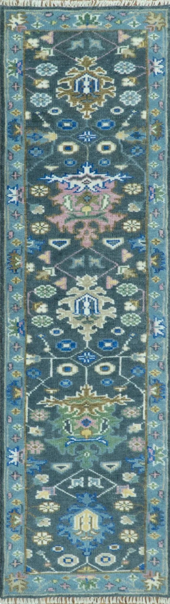 Antique Hand Knotted Green, Moss, and Blue Traditional Turkish Vintage Oushak Custom Made Wool Area Rug
