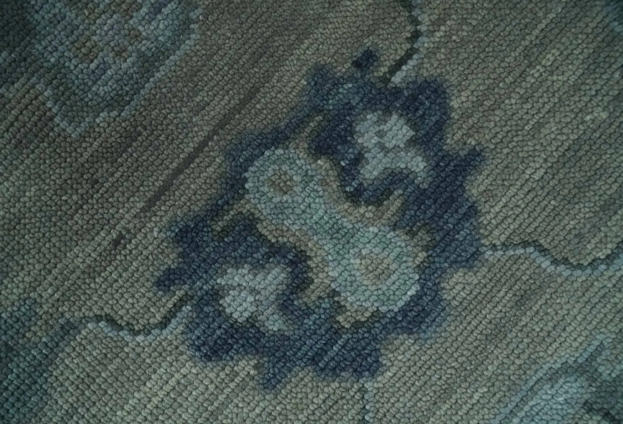 Antique Hand Knotted Oushak Beige, Charcoal and Silver Traditional Area Rug - The Rug Decor