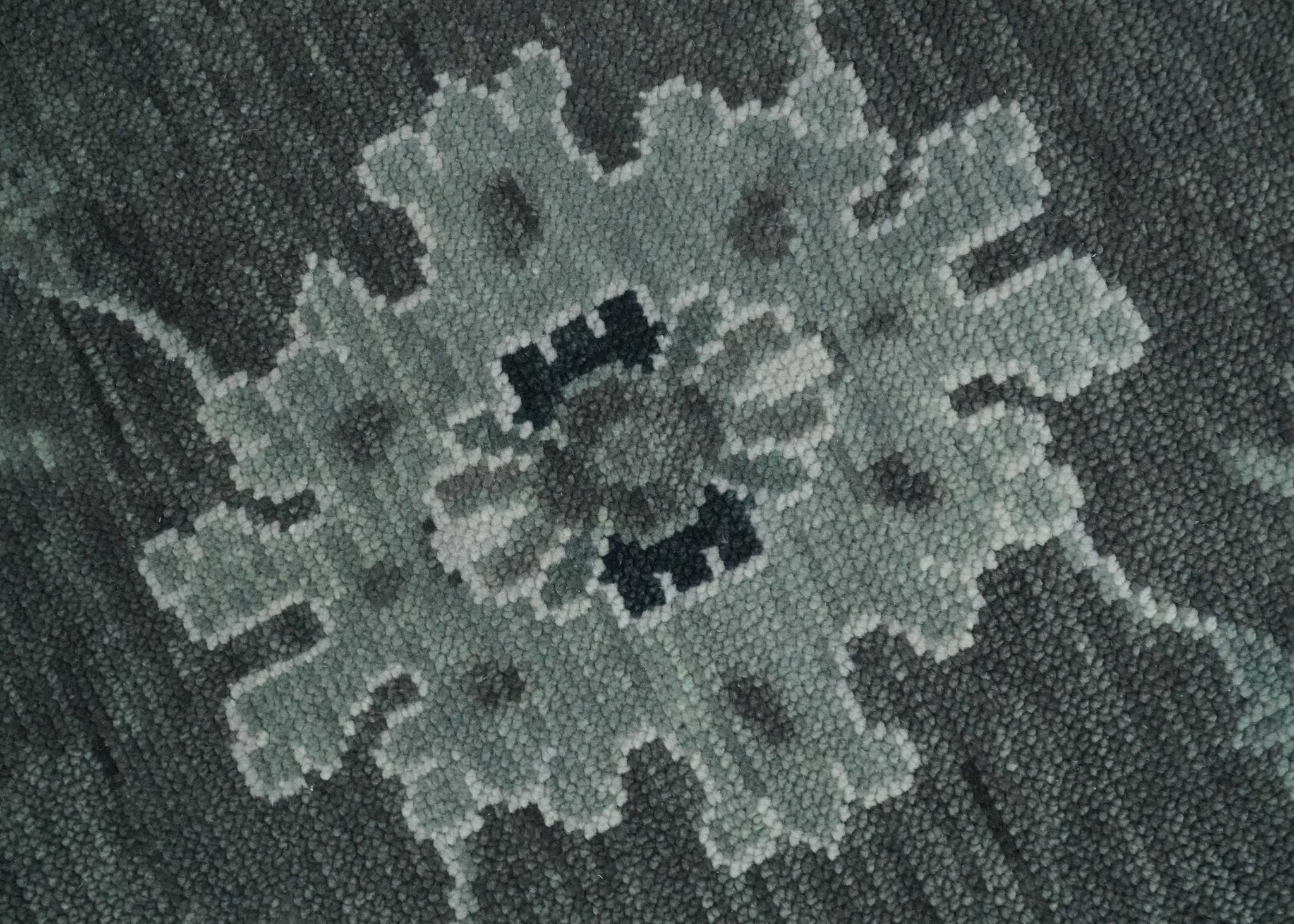 Antique look Charcoal, Ivory and Silver Hand knotted Traditional Oushak Custom Made wool Area Rug - The Rug Decor