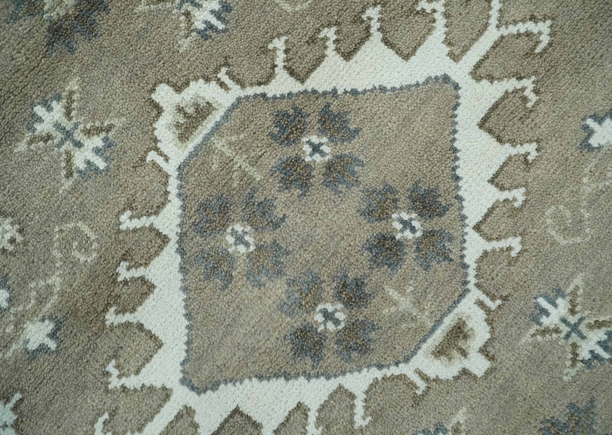 Antique look Grayish-Green and Ivory Hand Knotted Traditional Heriz Custom Made wool Area Rug - The Rug Decor