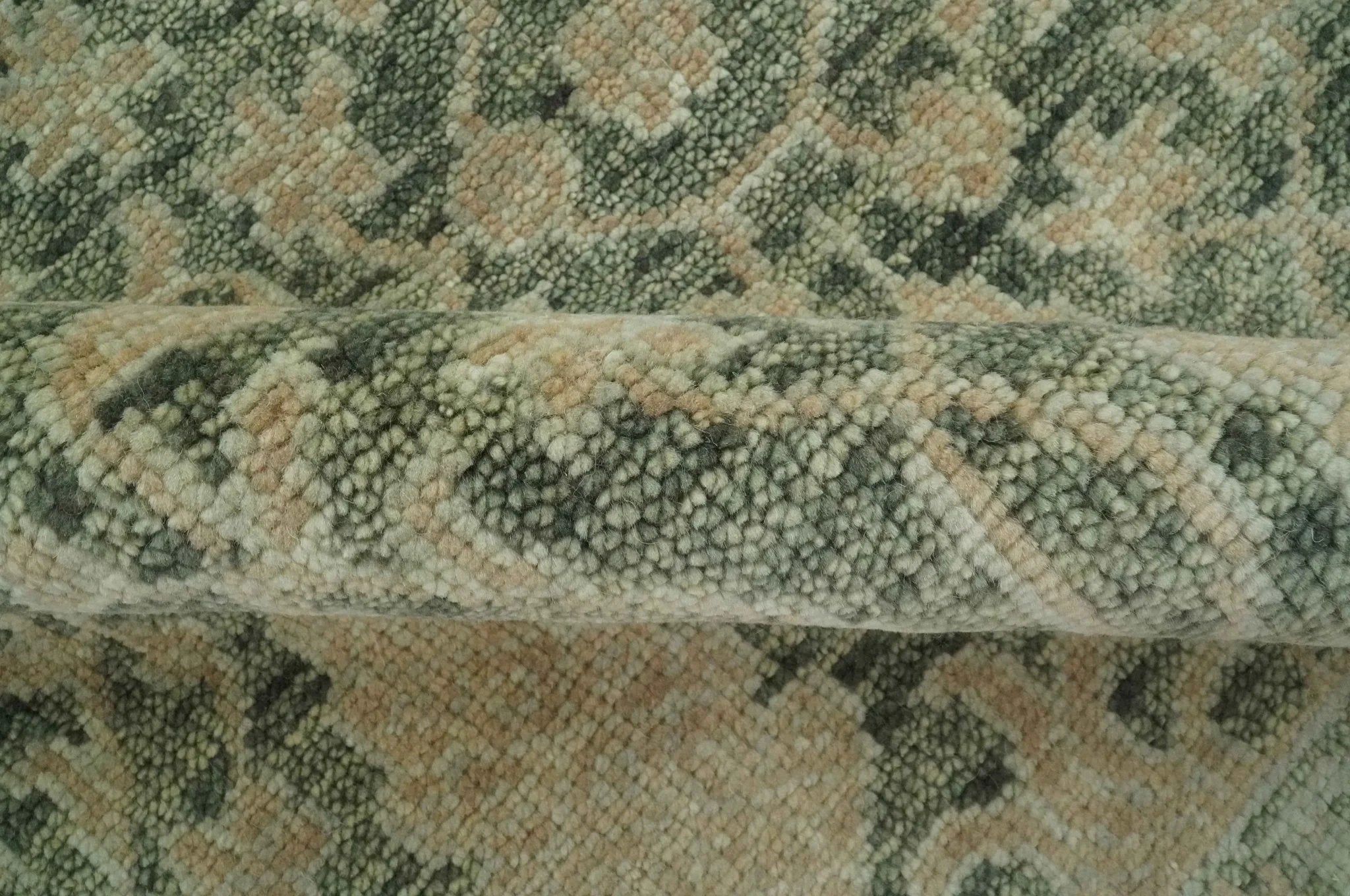 Antique look vintage style Green, Beige and Brown traditional Hand Knotted Multi Size wool rug - The Rug Decor