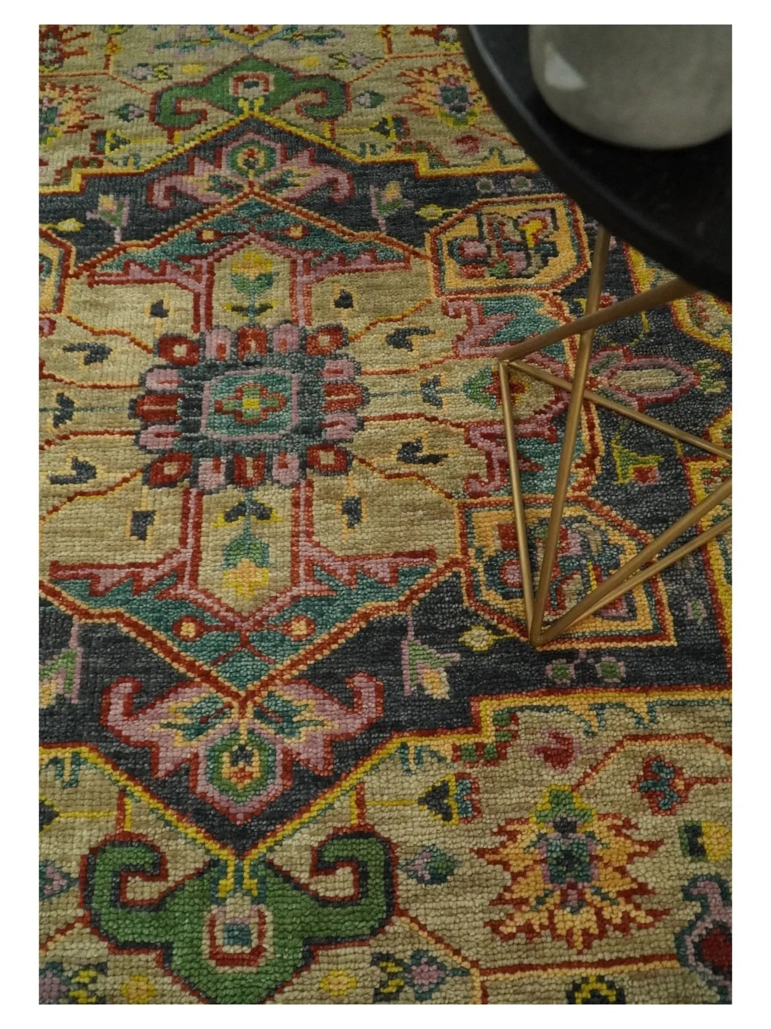 Antique Moss Green and Pink Traditional Multi Size Wool Area Rug - The Mayfair Hall