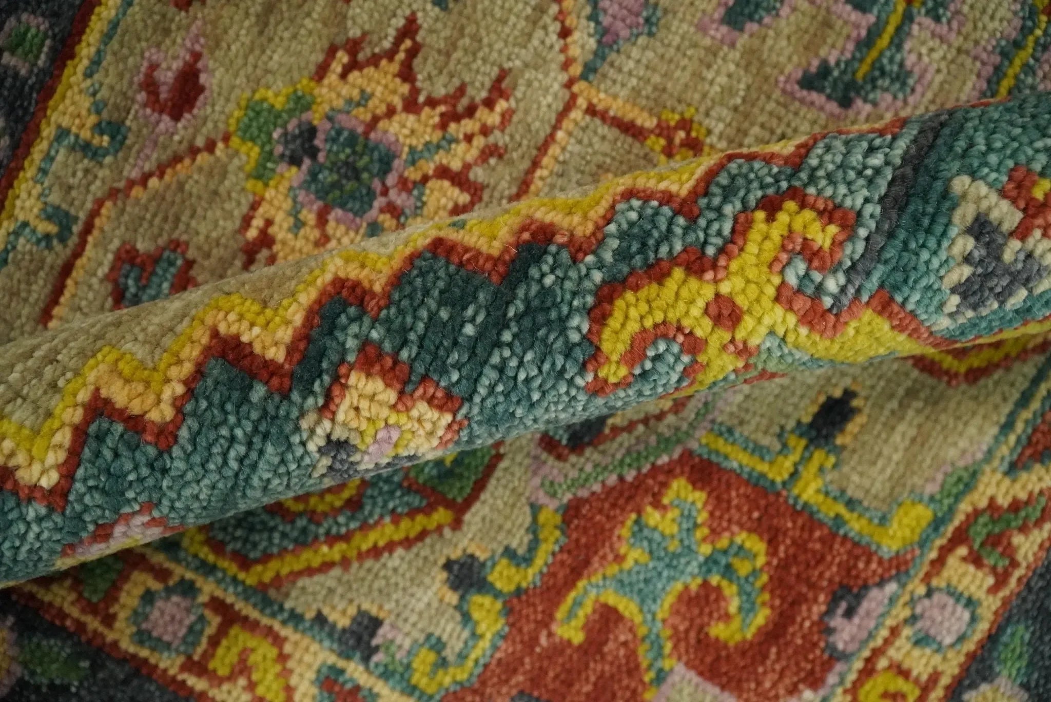 Antique Moss Green and Pink Traditional Multi Size Wool Area Rug - The Mayfair Hall